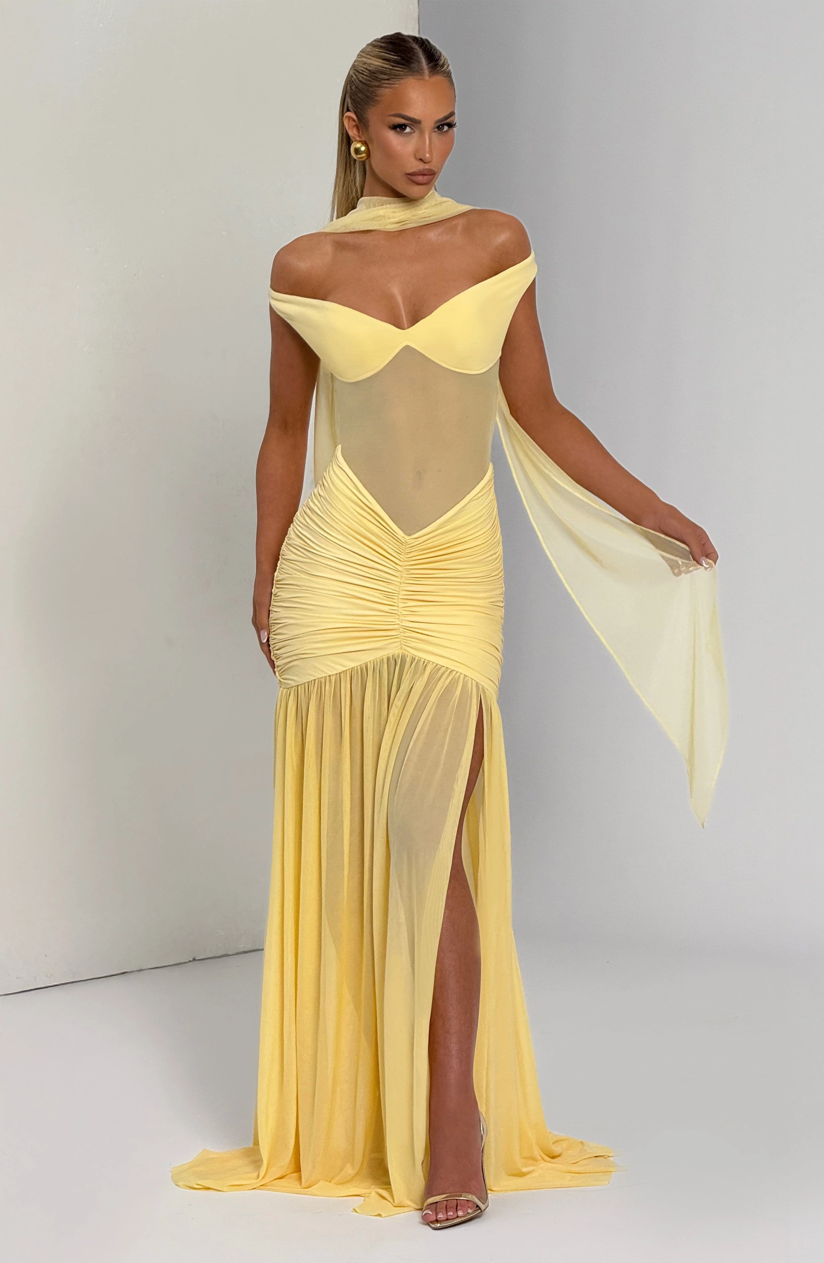 Alaia Maxi Dress - Lemon - Image 7