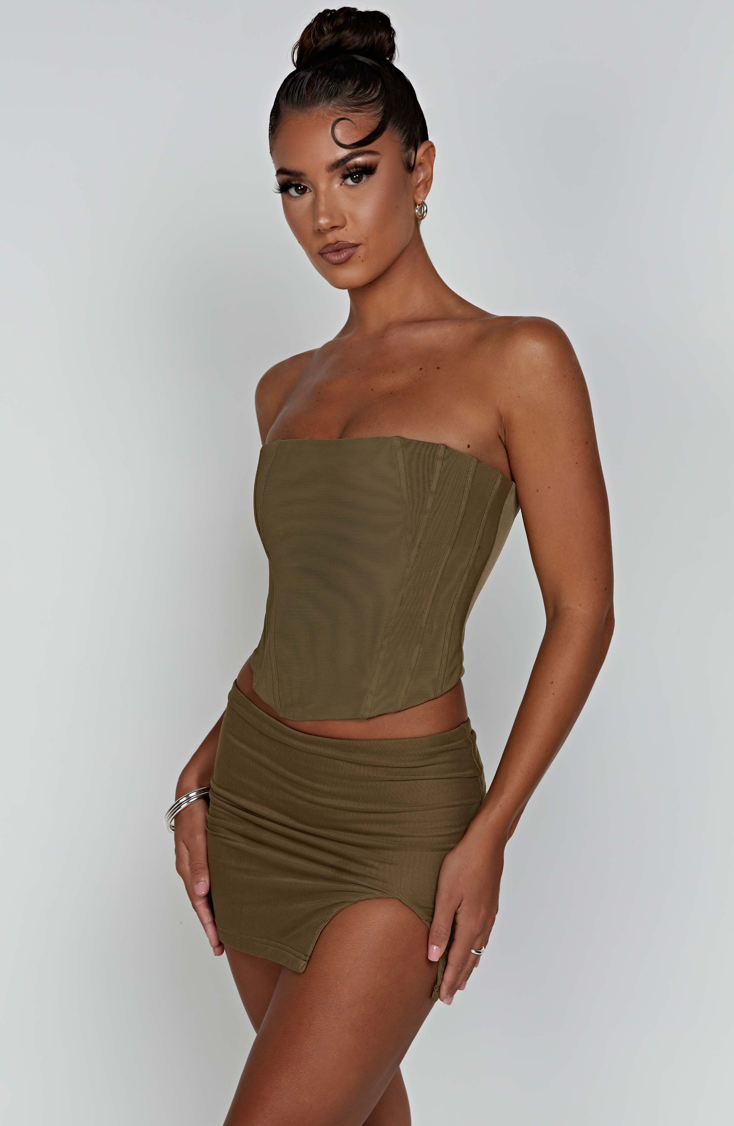 Alina Mini Skirt - Khaki - Image 9