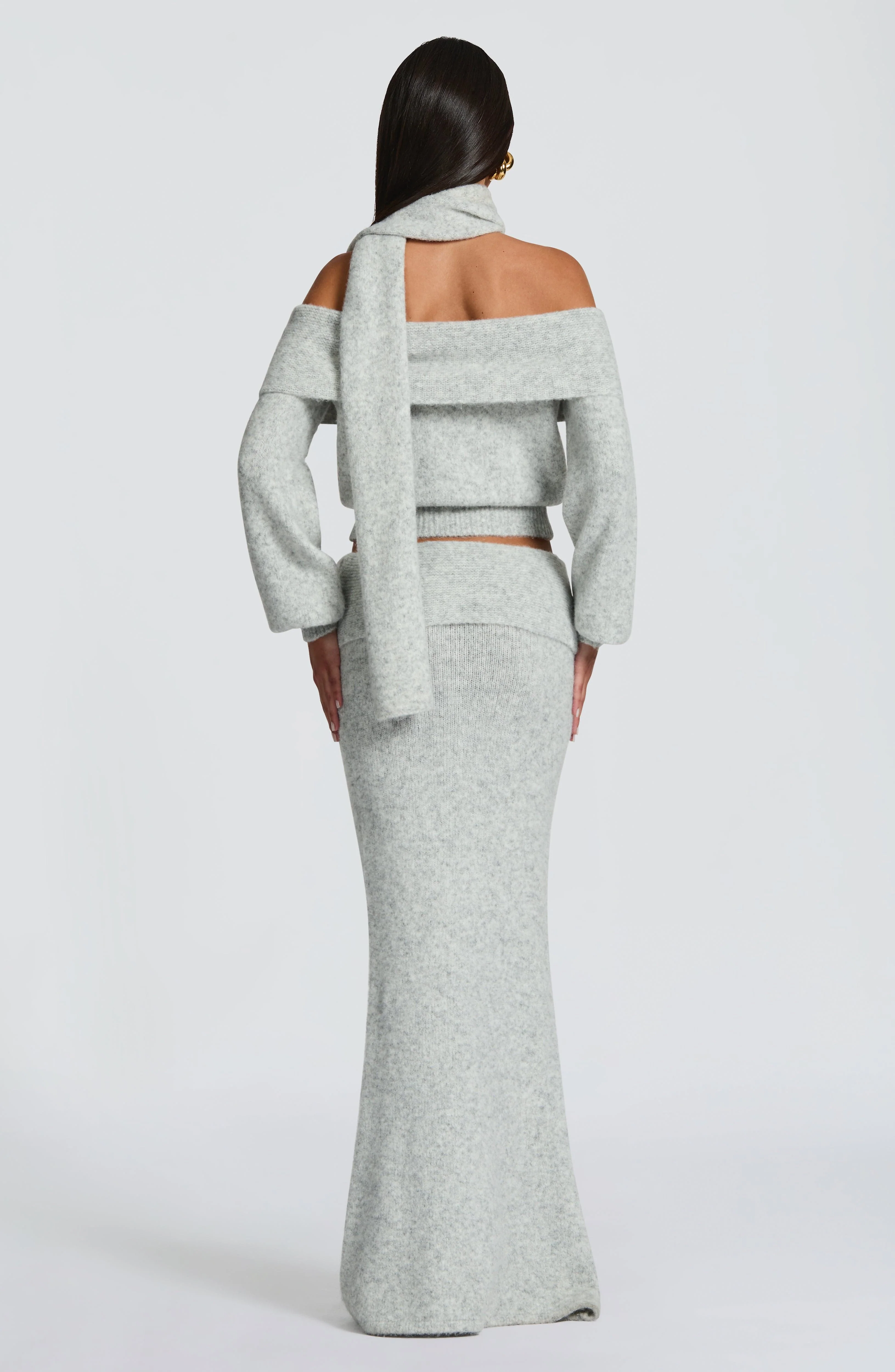 Andie Maxi Skirt - Light Grey Marl - Image 3