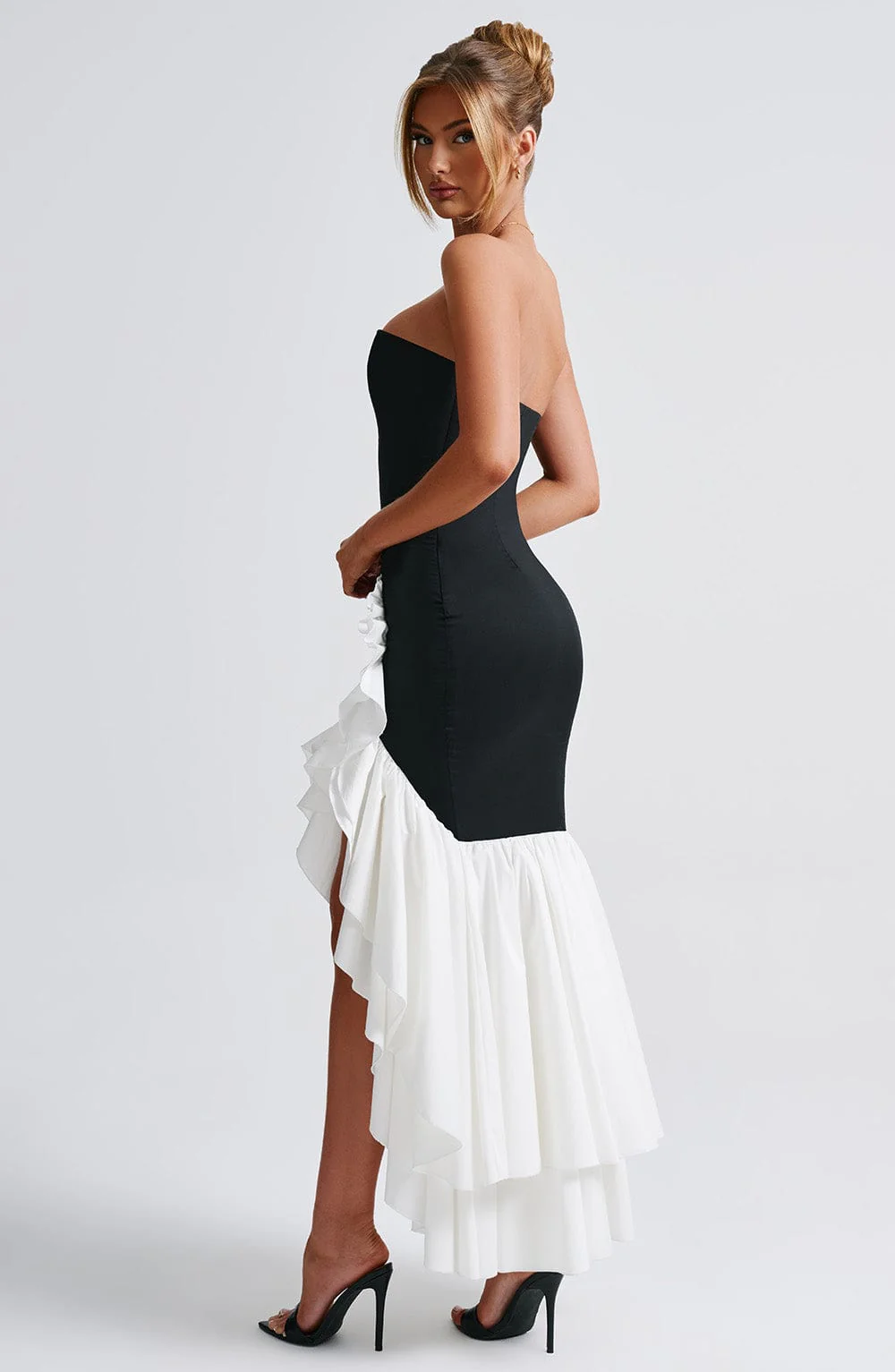 Angelina Maxi Dress - Black/White - Image 4
