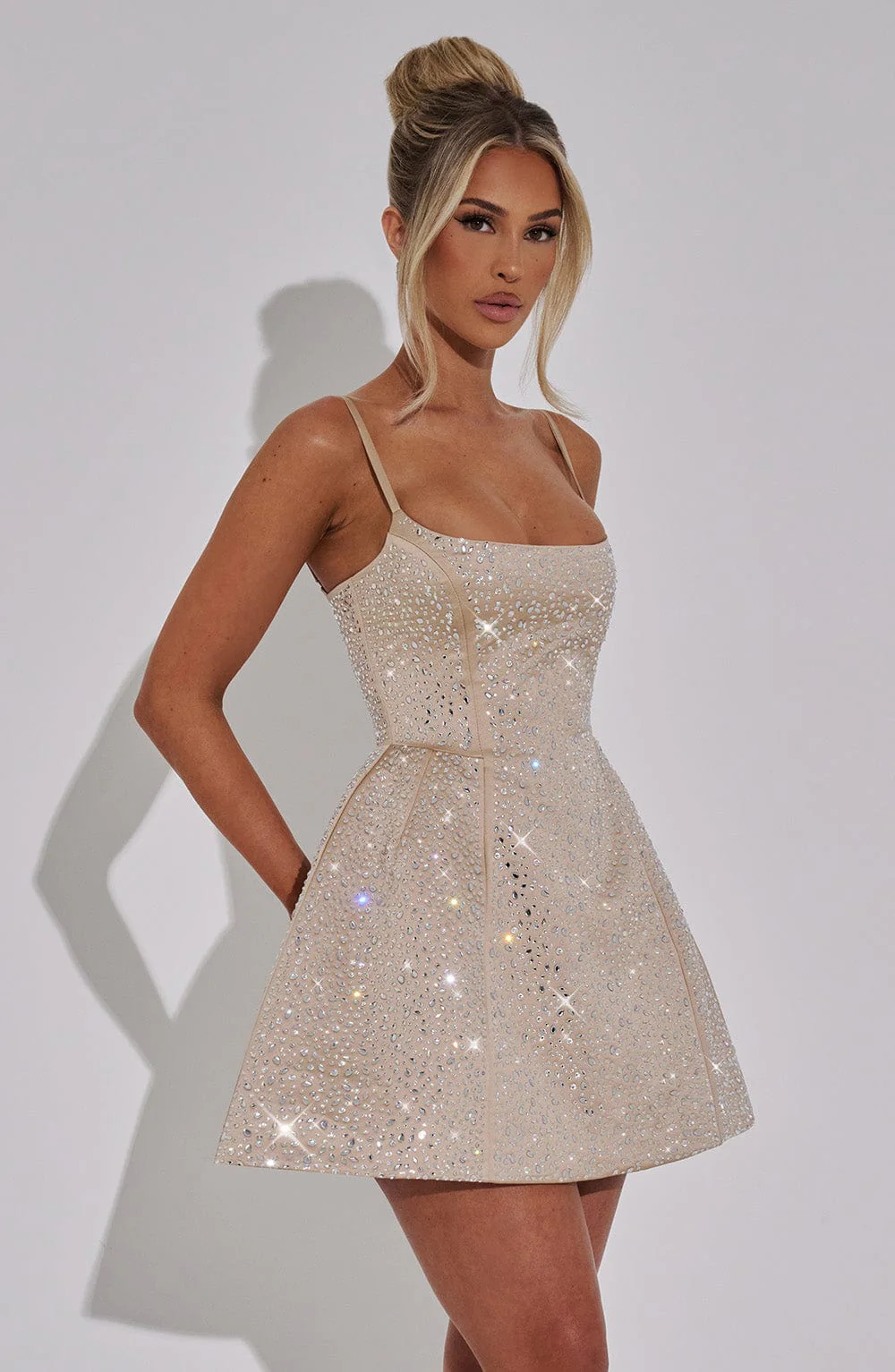 Angelique Mini Dress - Champagne - Image 6