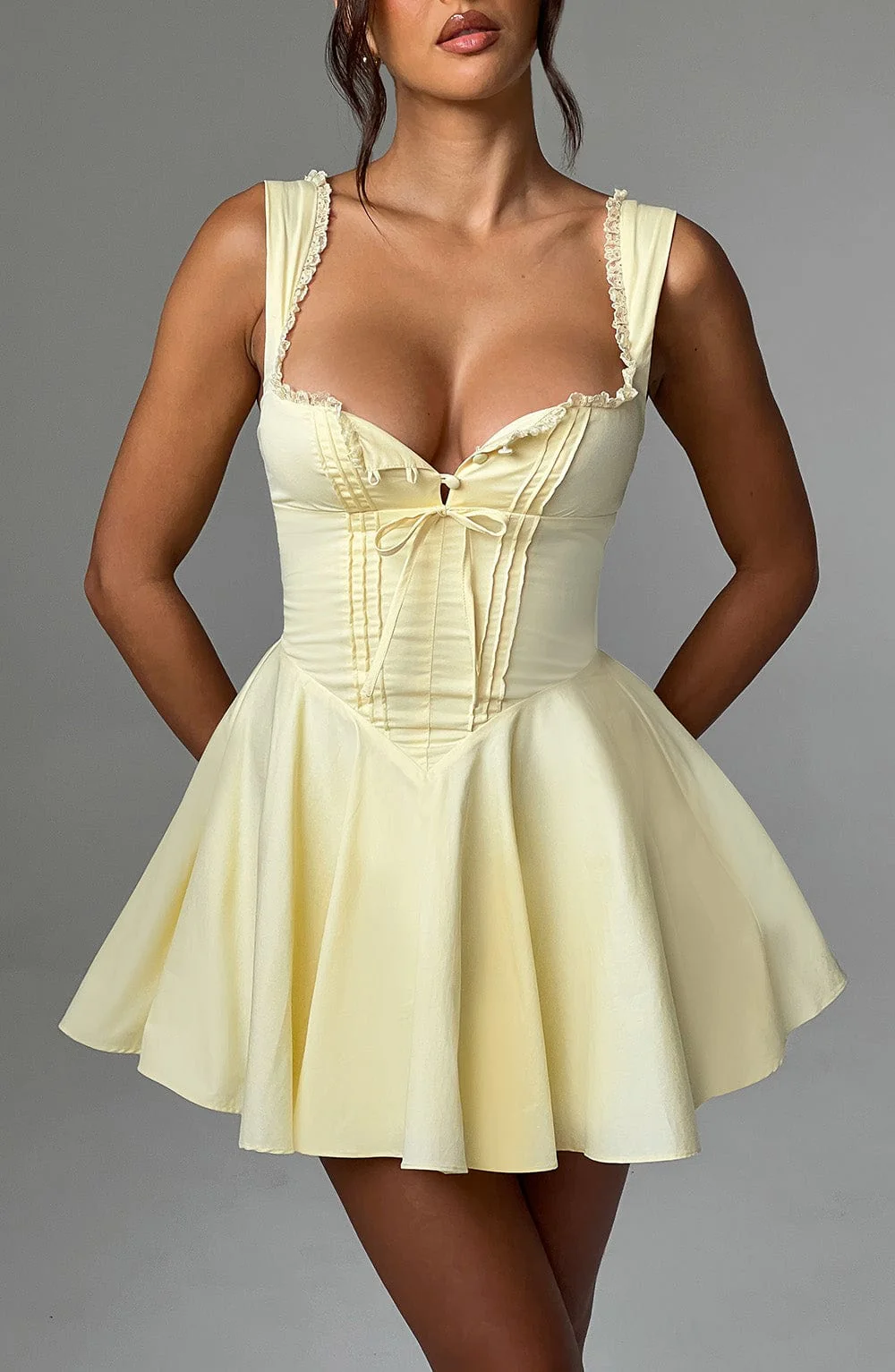 Antonella Mini Dress - Lemon - Image 4