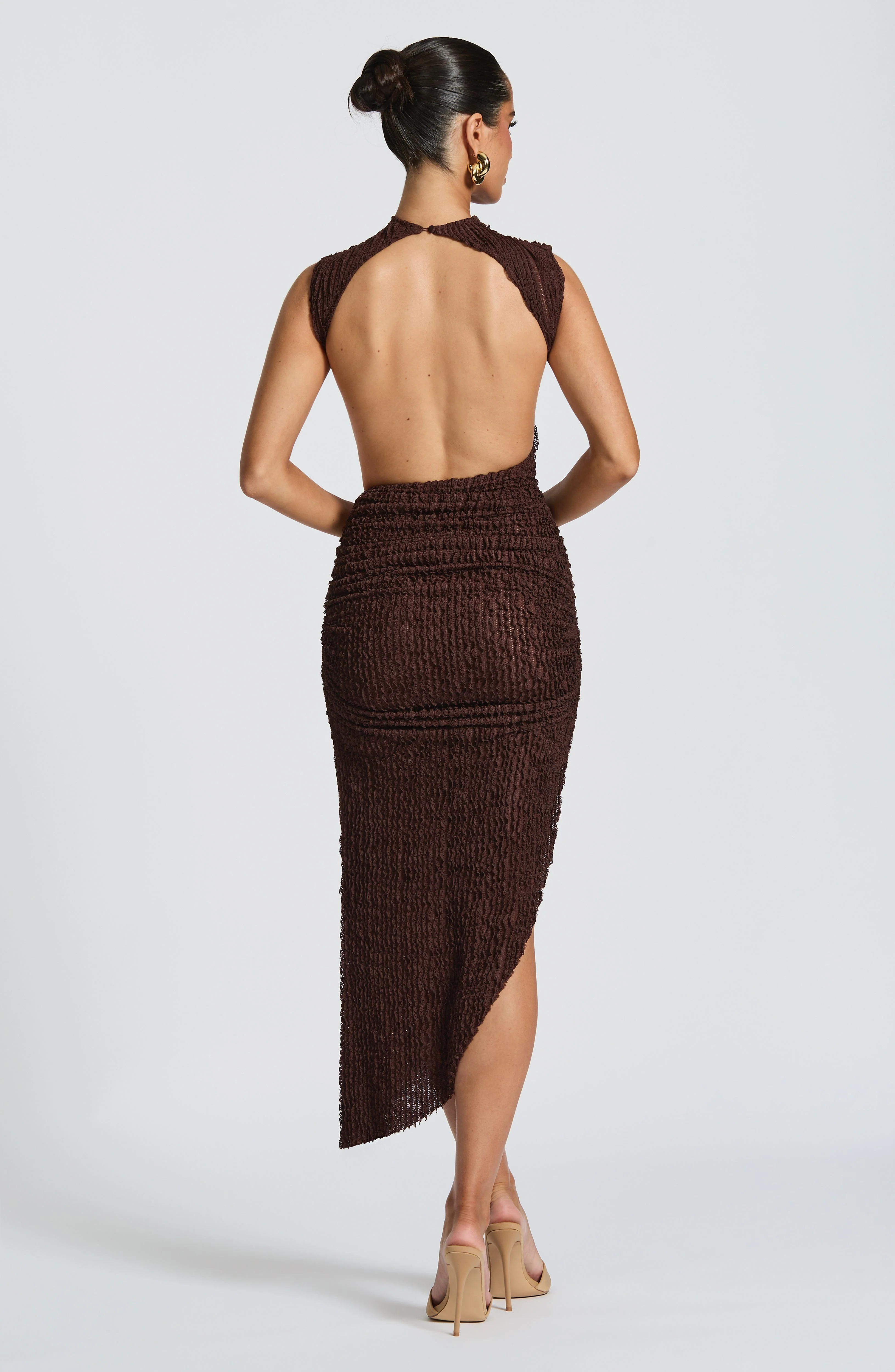 Aphrodite Midi Dress - Plum Brown - Image 4