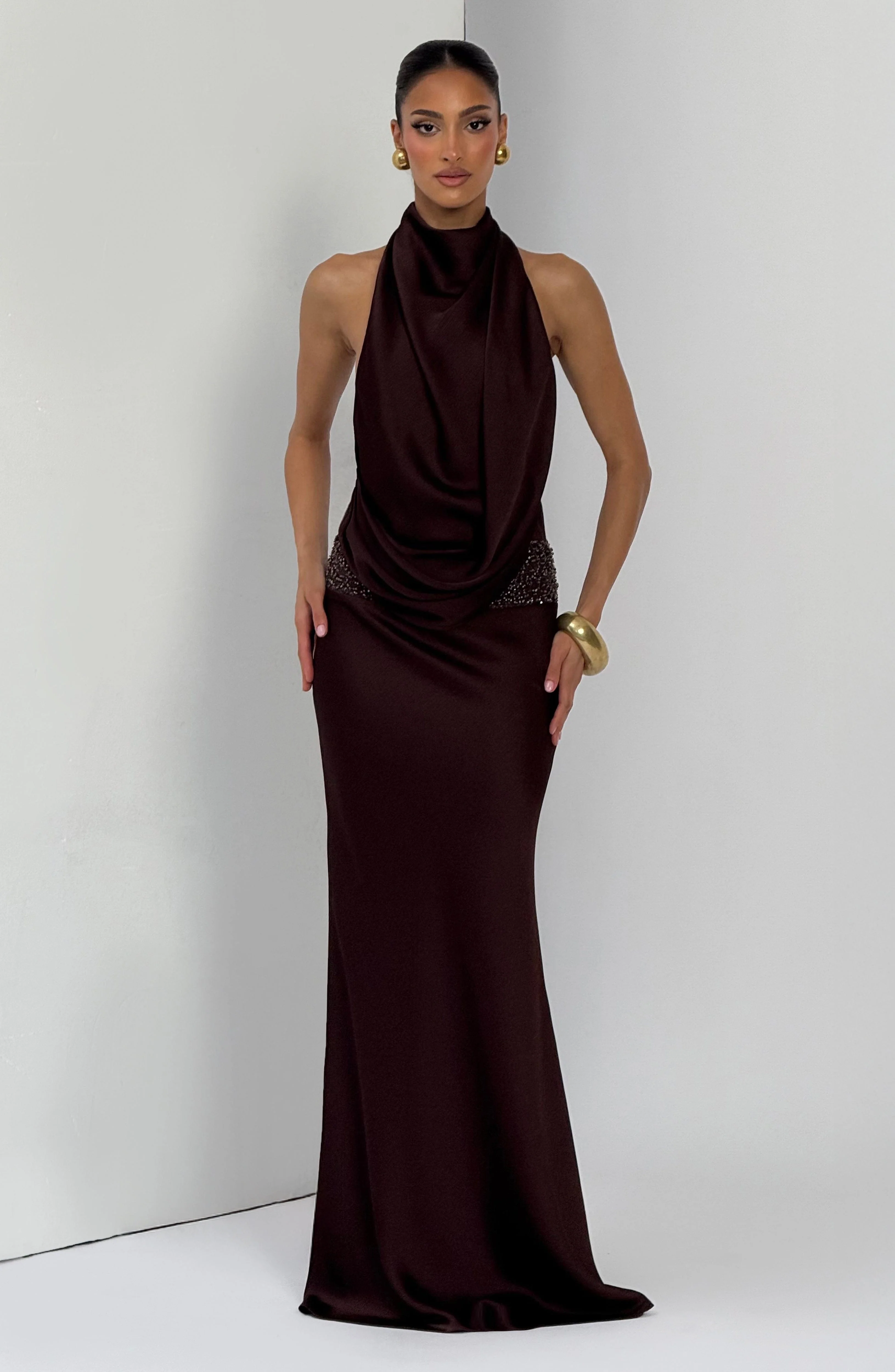 Armelle Maxi Dress - Plum Brown - Image 11