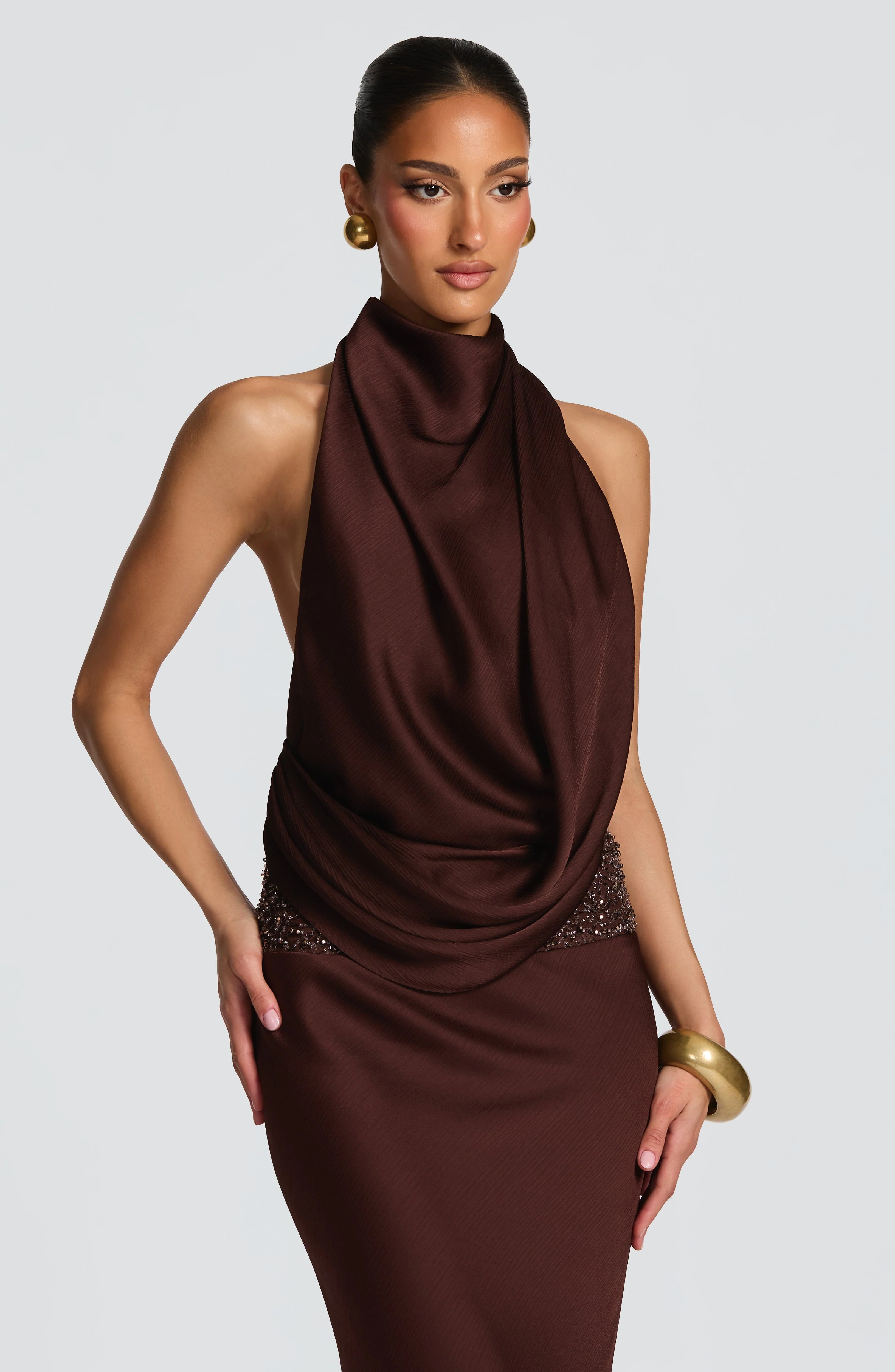 Armelle Maxi Dress - Plum Brown - Image 12