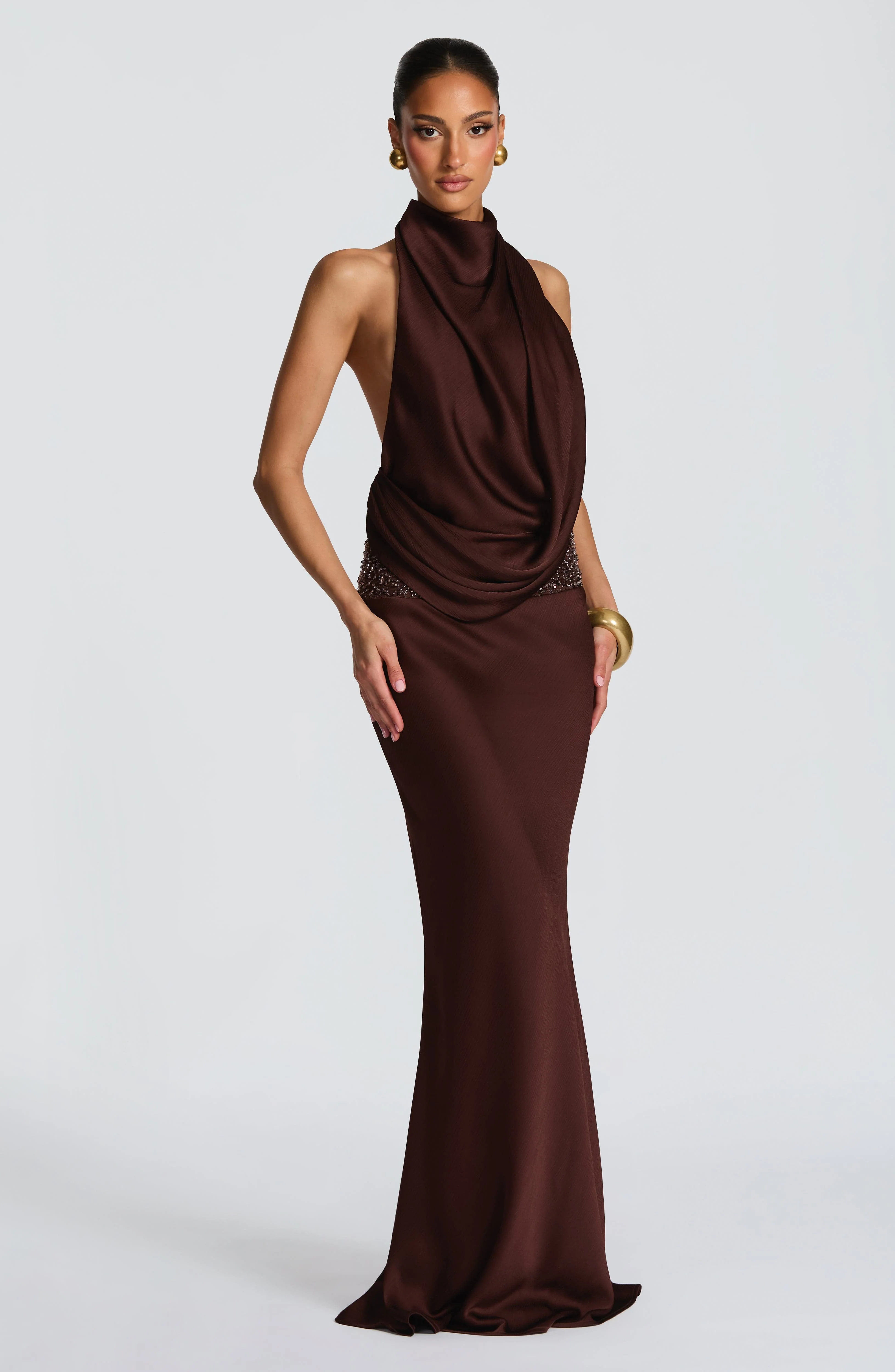 Armelle Maxi Dress - Plum Brown - Image 2