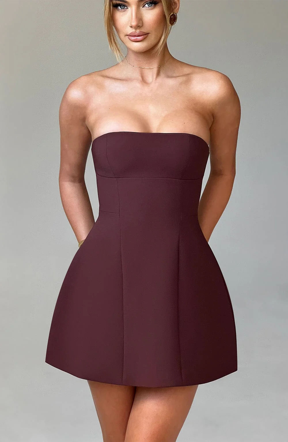 Asha Mini Dress - Brown - Image 8