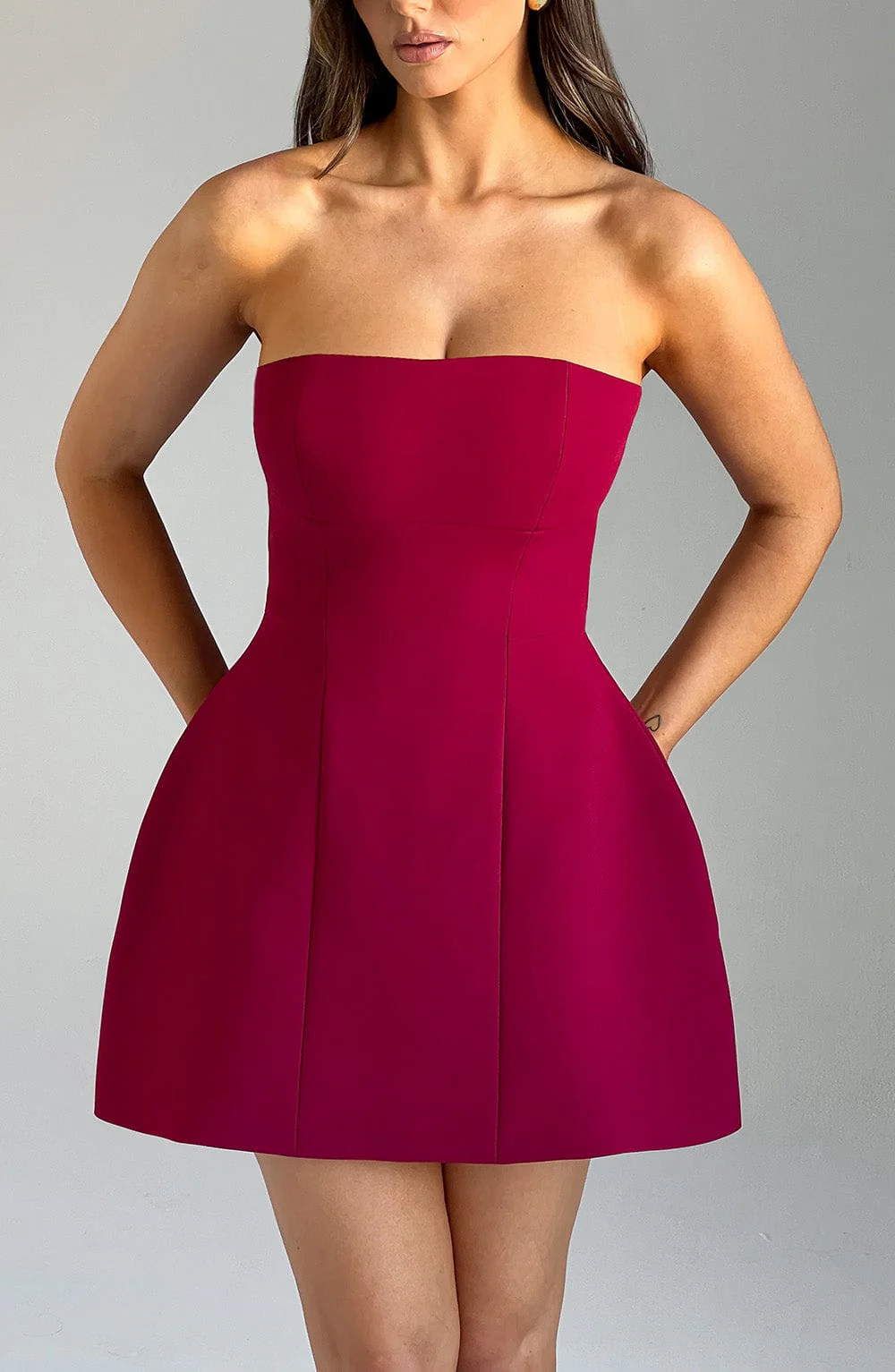 Asha Mini Dress - Wine - Image 6