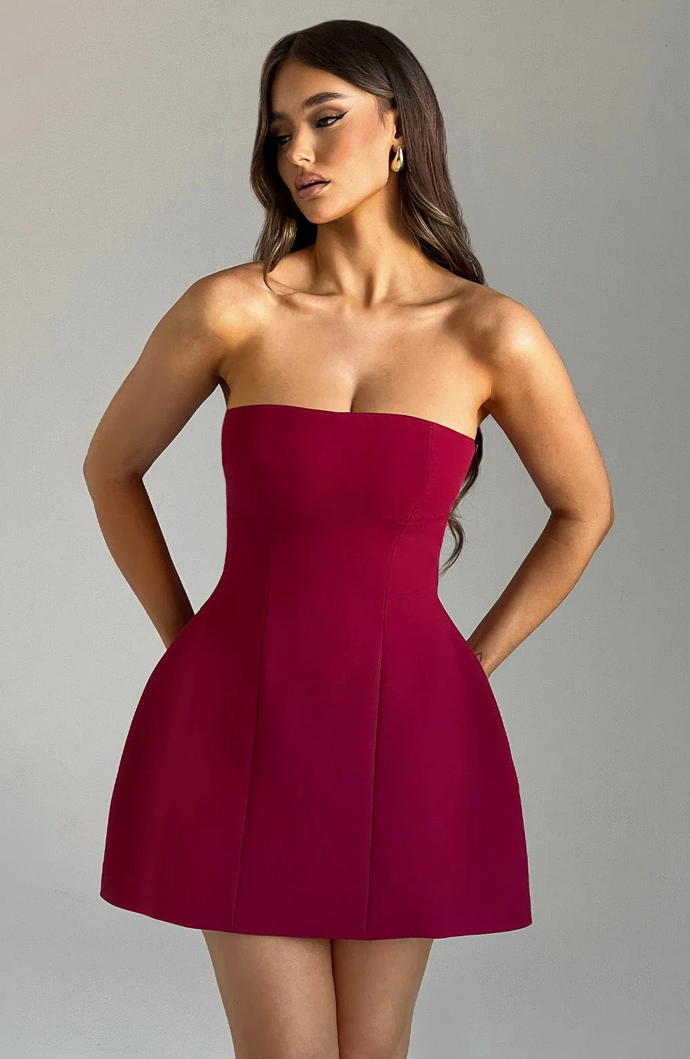 Asha Mini Dress - Wine - Image 7