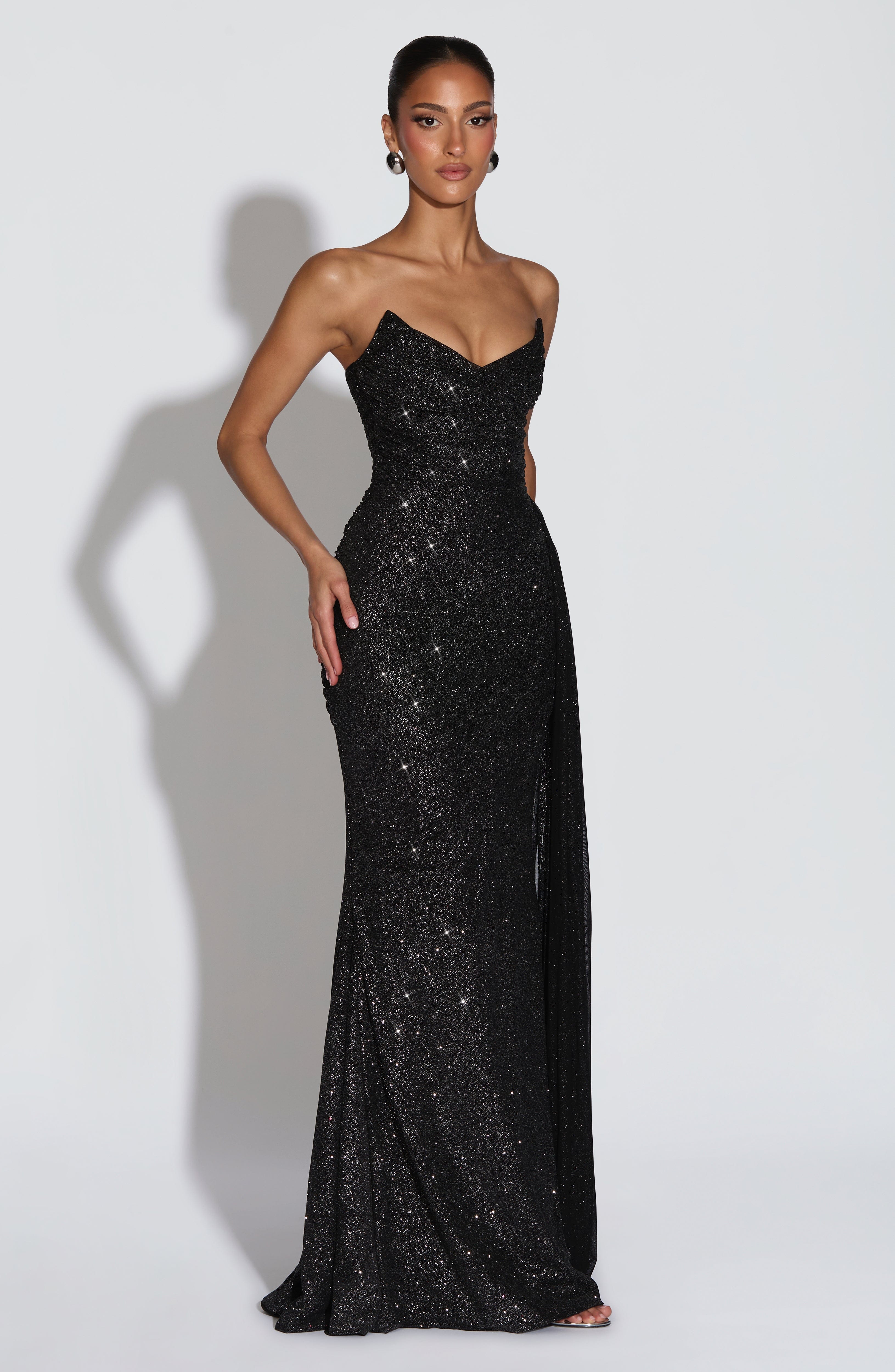 Ashika Maxi Dress - Black Sparkle - Image 8