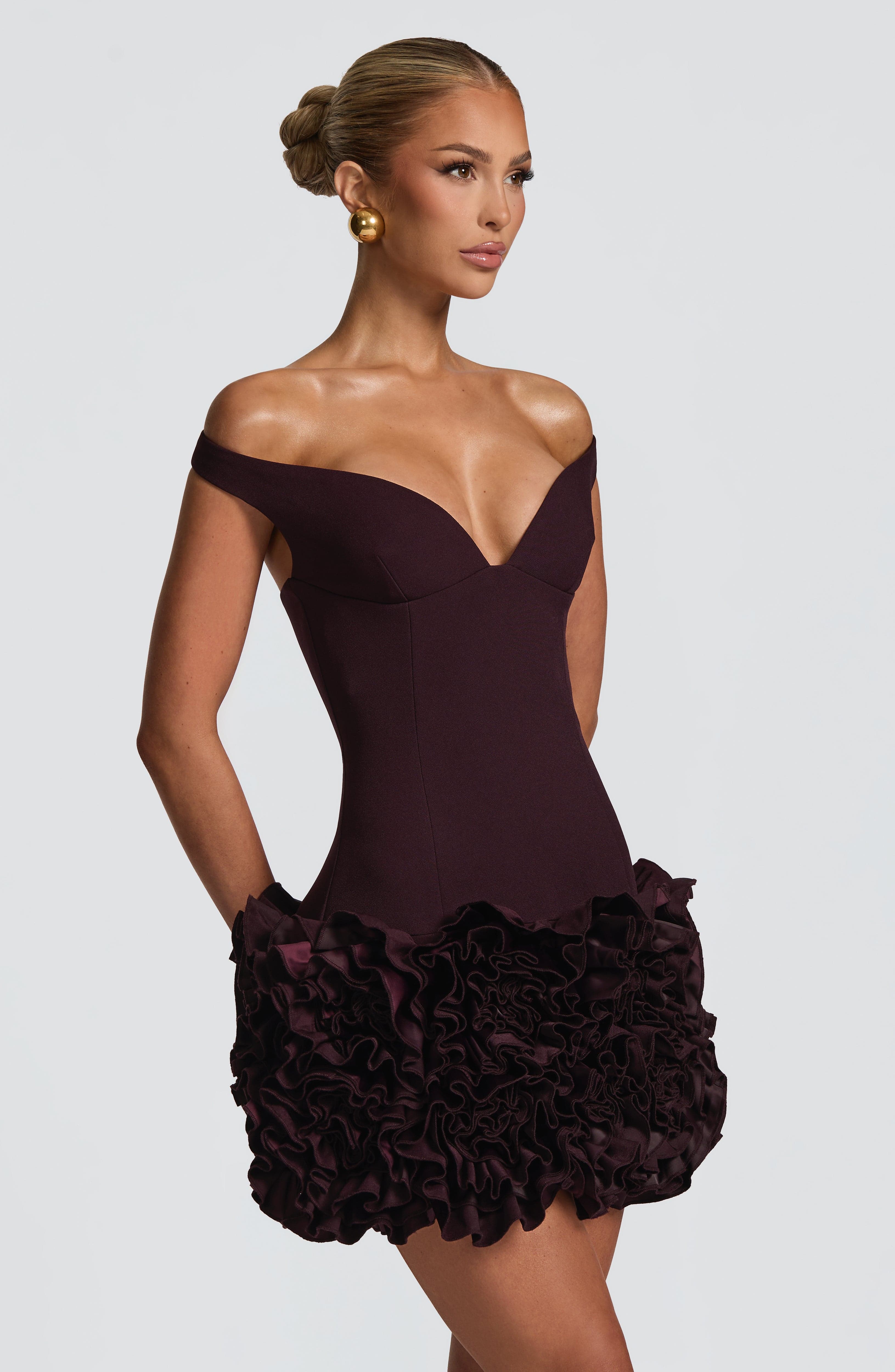 Aveta Mini Dress - Plum - Image 5