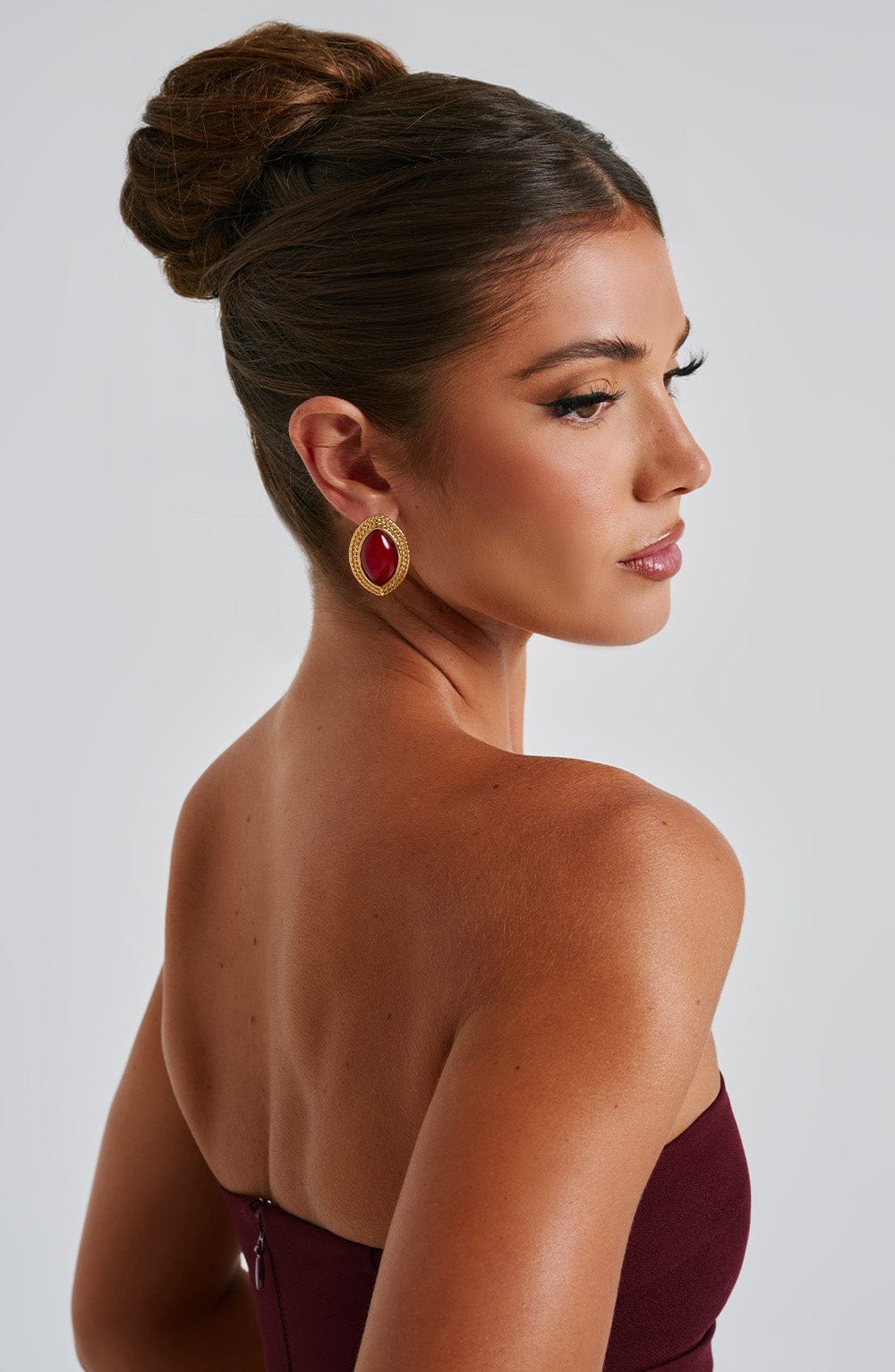 Azra Earrings - Red/Gold - Image 2