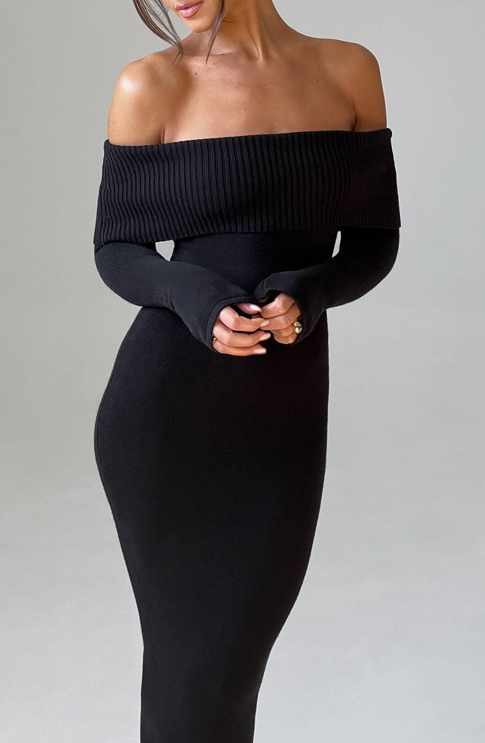 Beverley Knit Maxi Dress - Black - Image 6