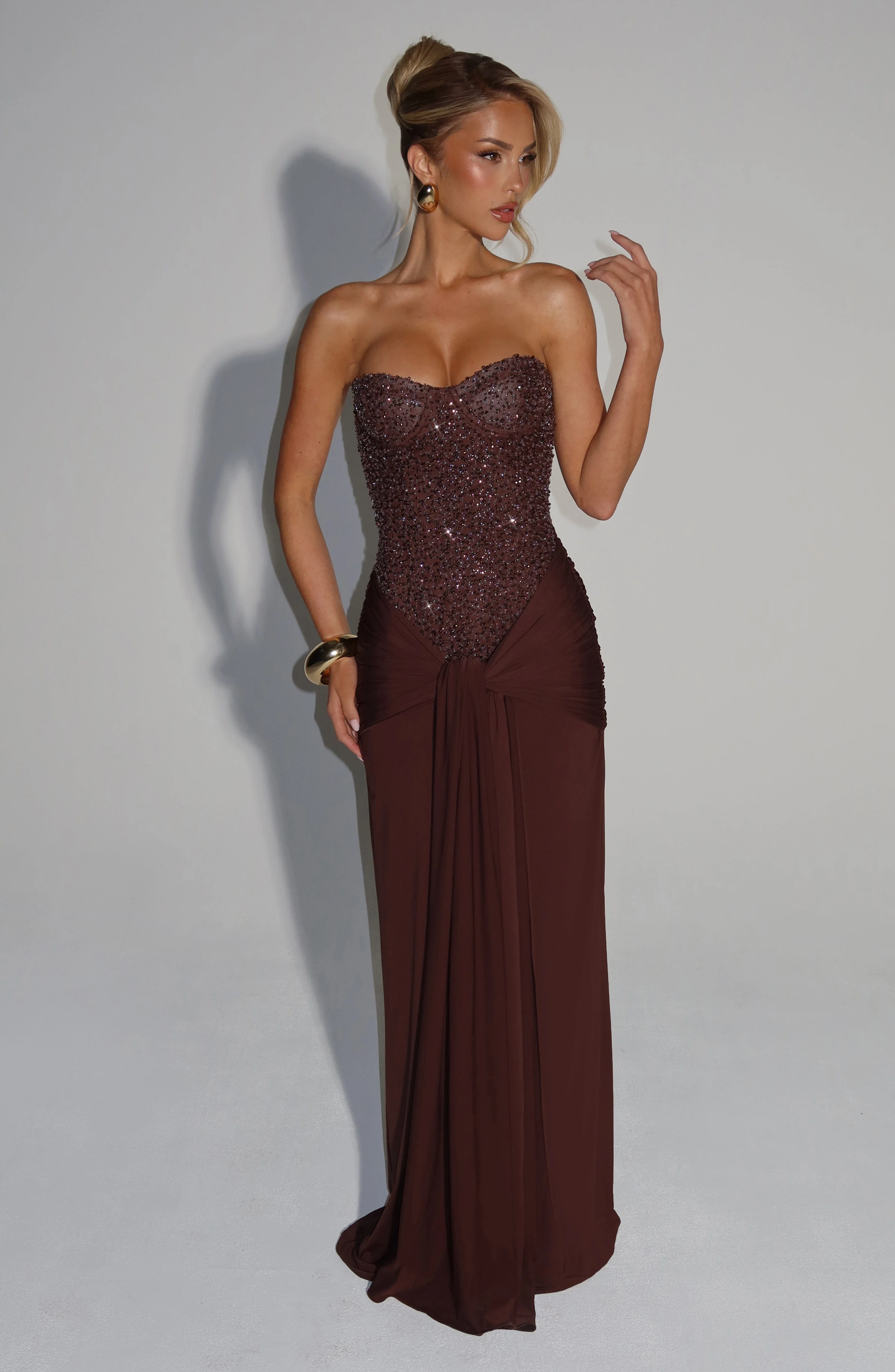 Carina Maxi Dress - Plum Brown - Image 3