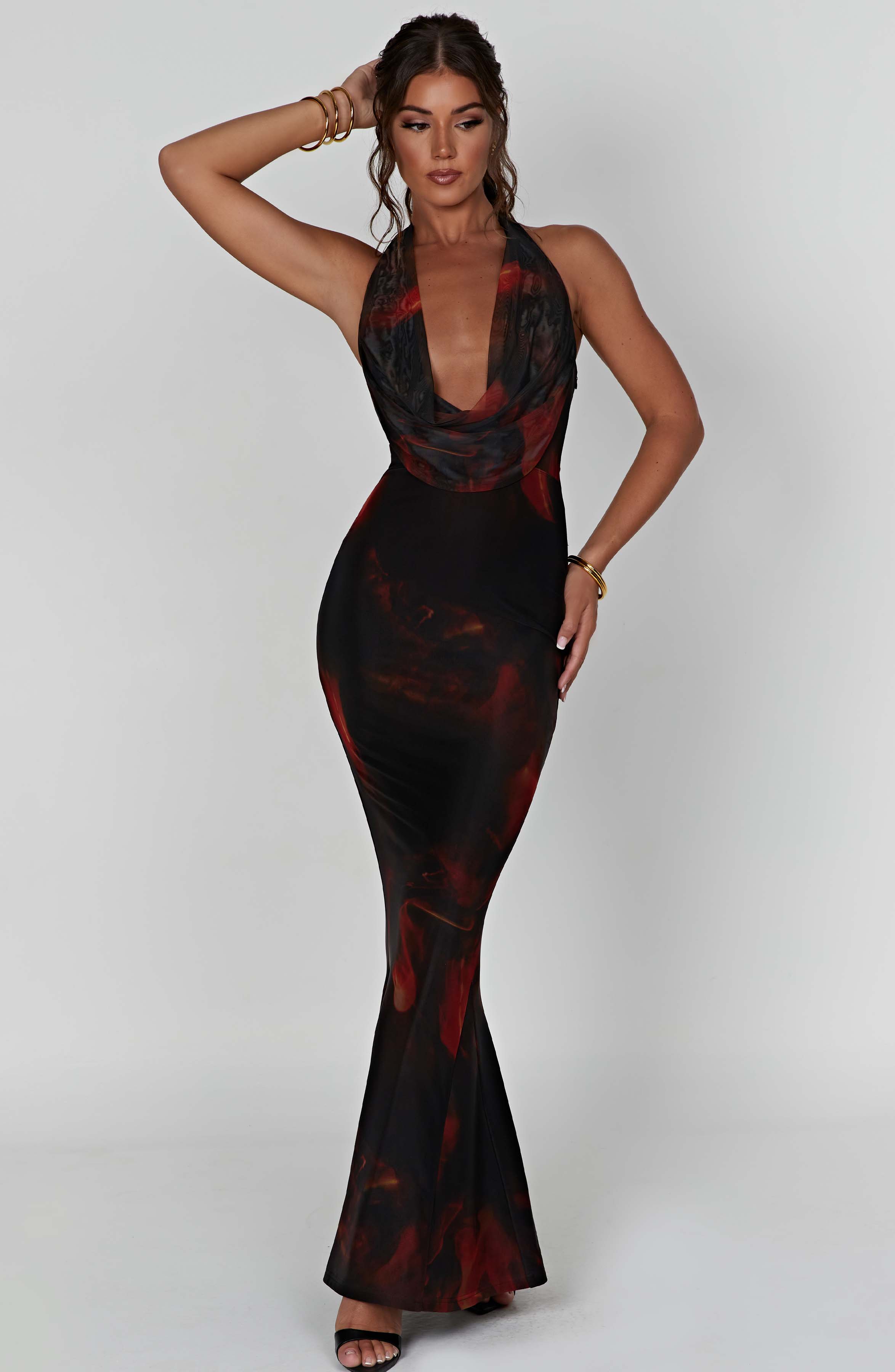 Chrishelle Maxi Dress - Fire Print - Image 6