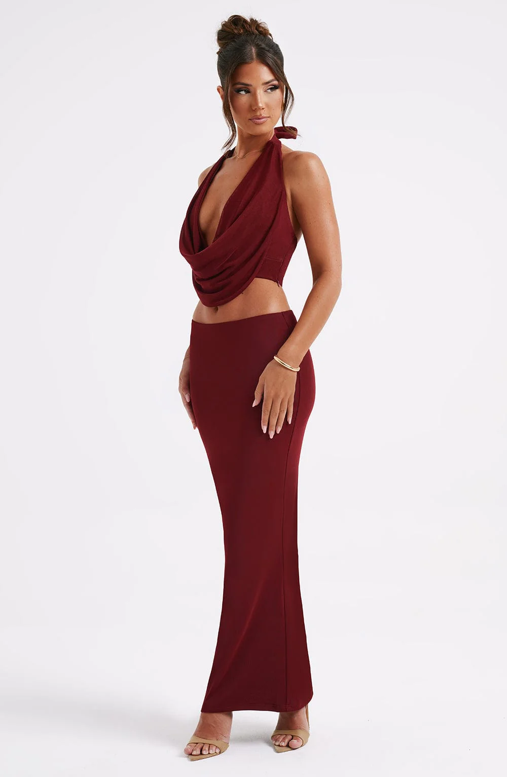Chrishelle Maxi Skirt - Burgundy - Image 5