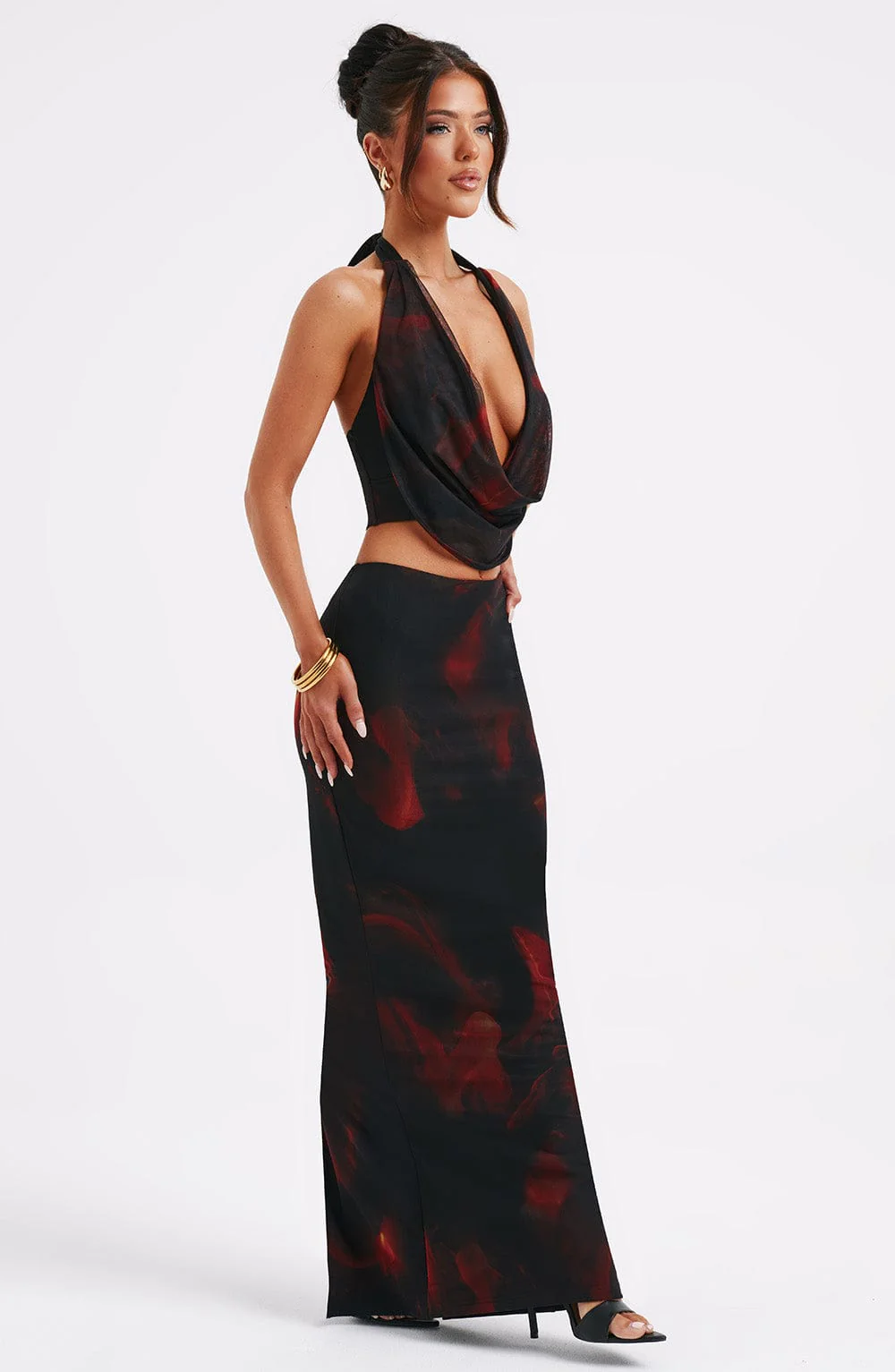 Chrishelle Maxi Skirt - Fire Print - Image 2