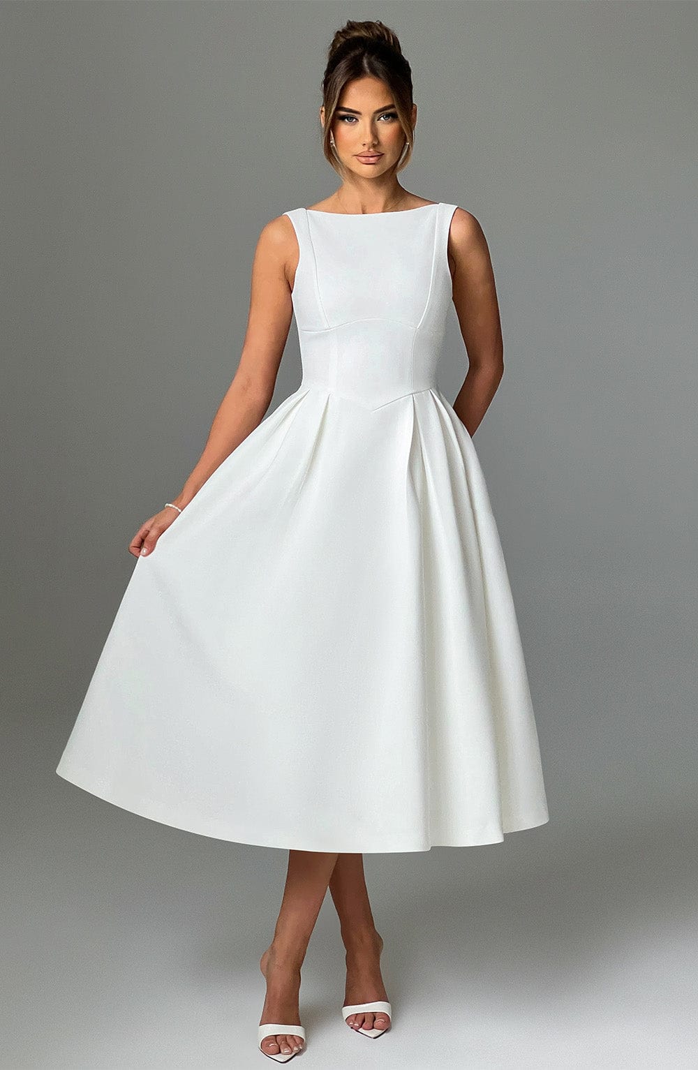 Clarabella Midi Dress - Ivory - Image 4
