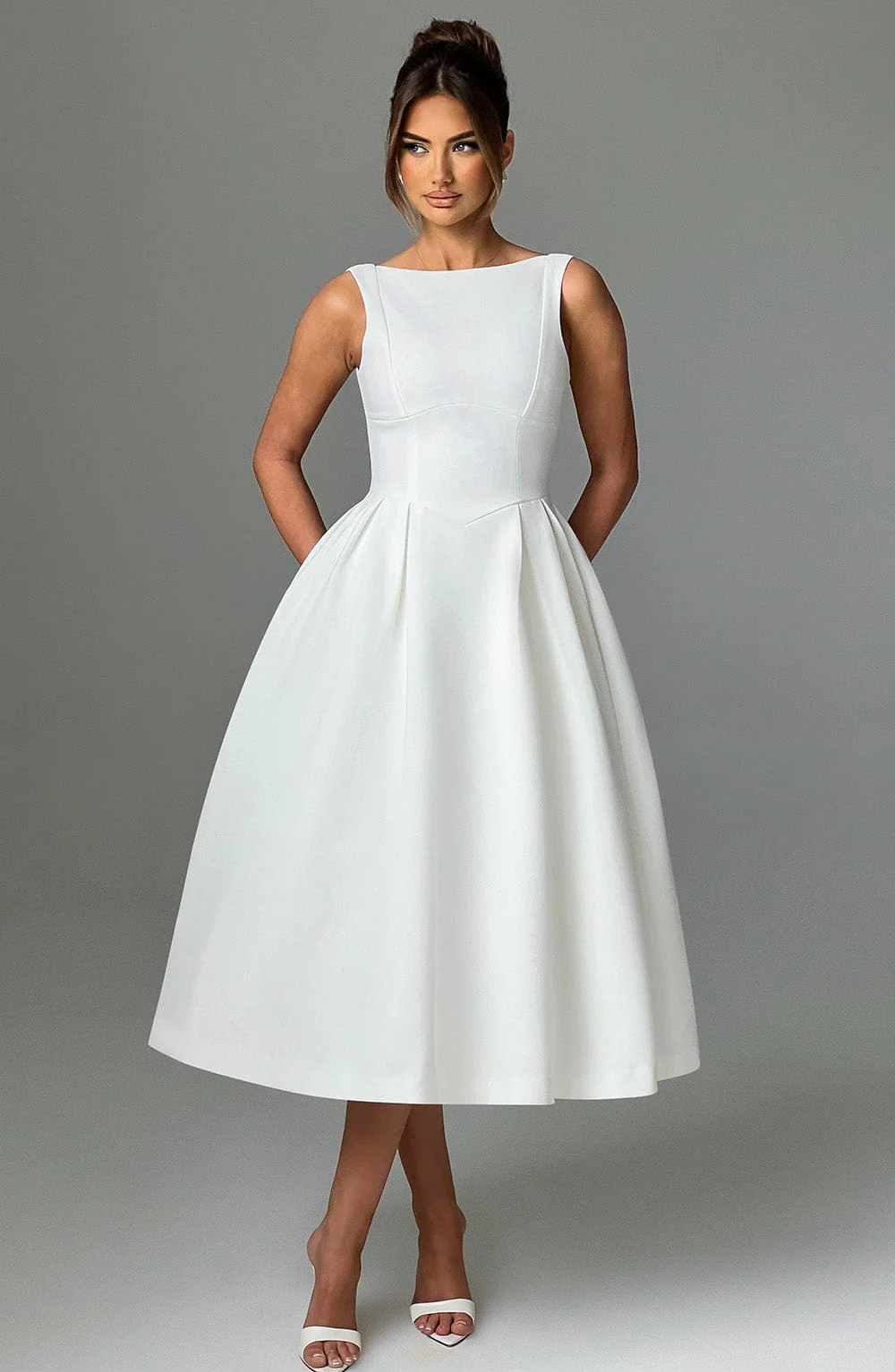 Clarabella Midi Dress - Ivory - Image 8
