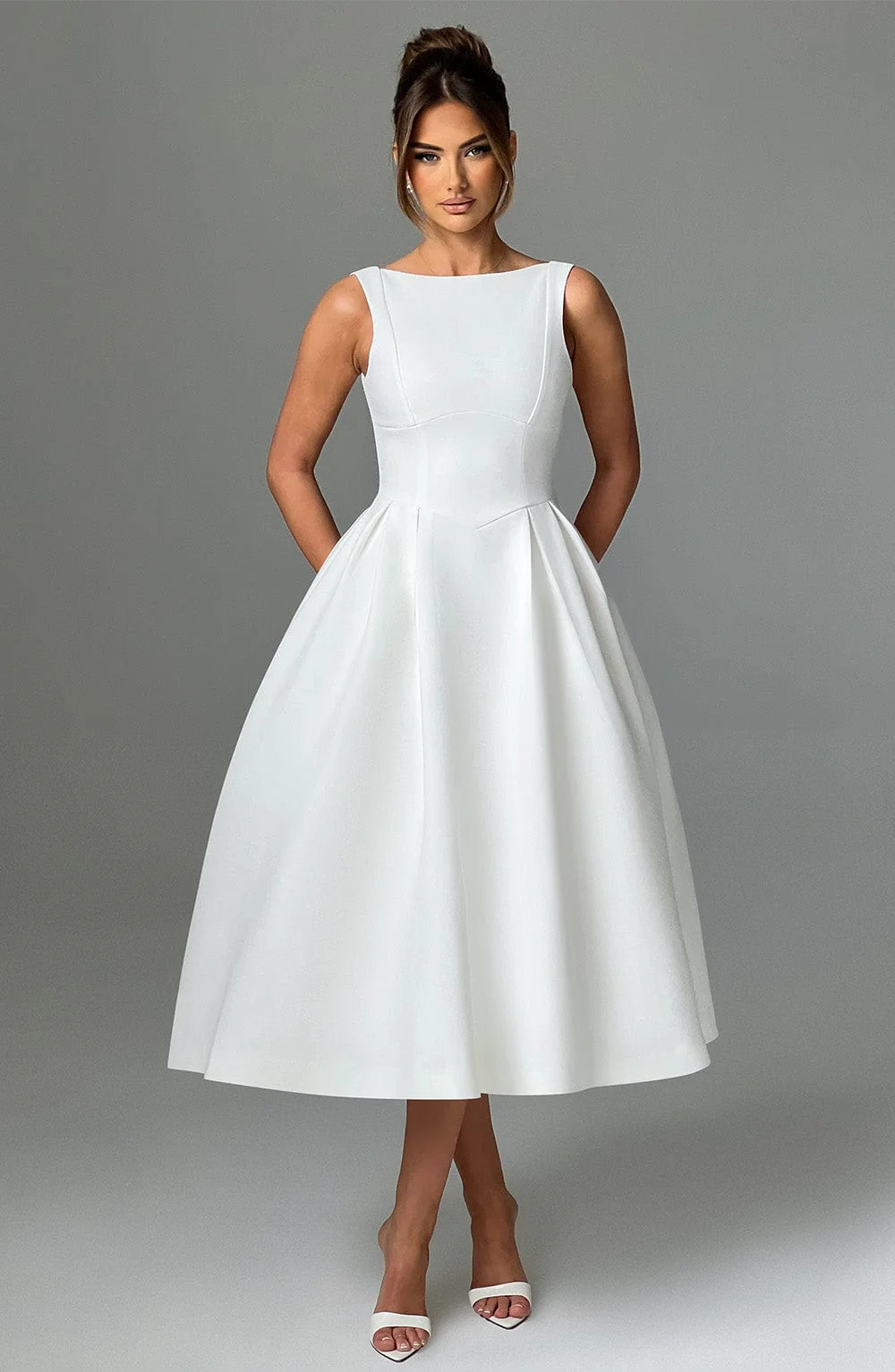 Clarabella Midi Dress - Ivory - Image 9