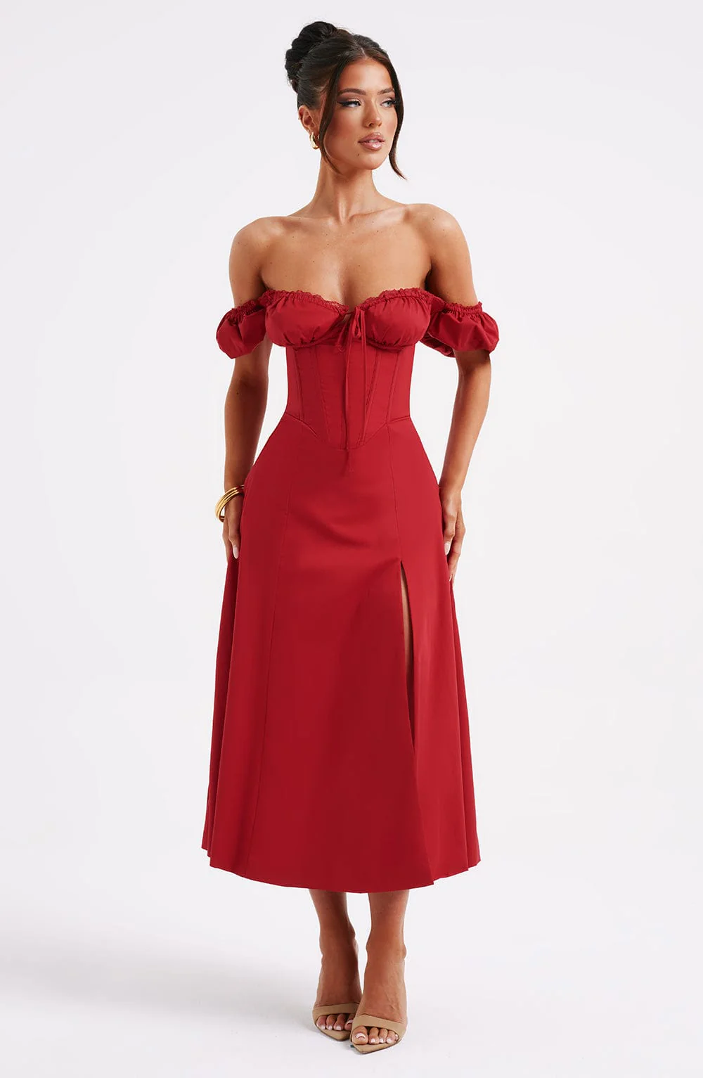 Courtney Midi Dress - Red - Image 7