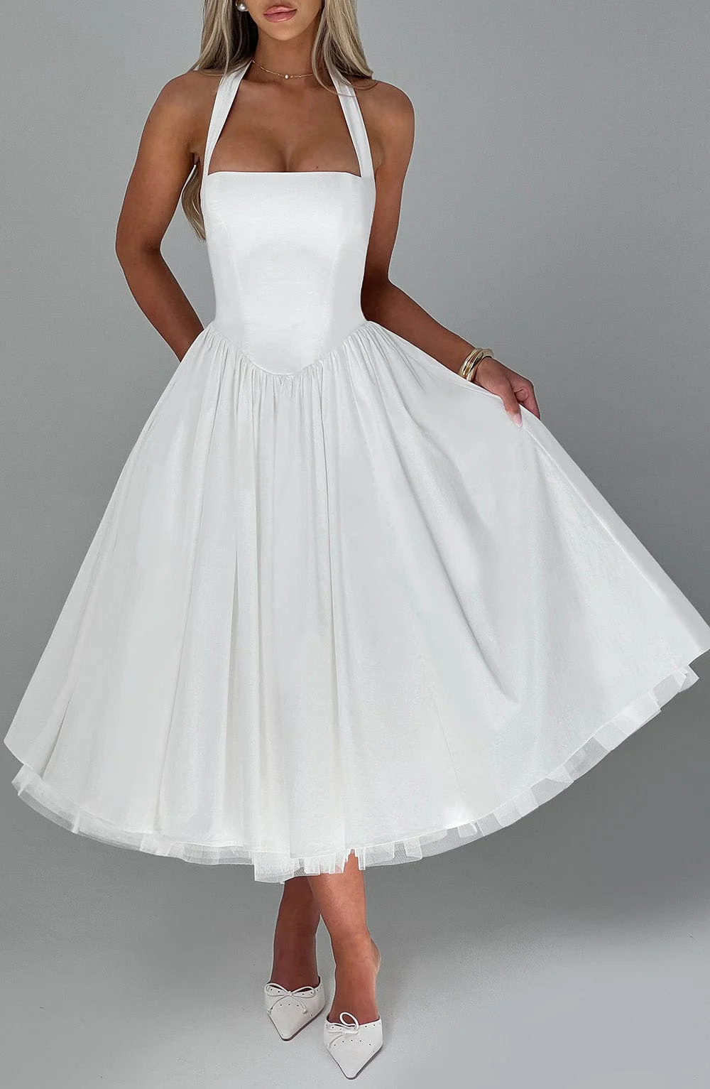 Cressida Midi Dress - Ivory - Image 4