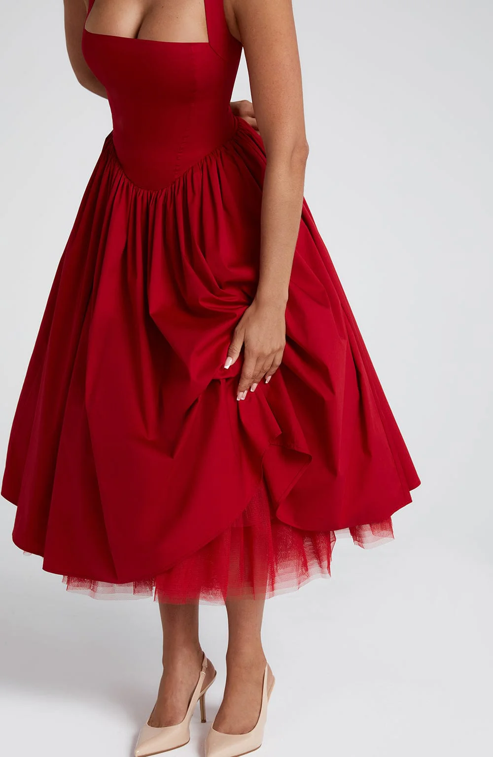 Cressida Midi Dress - Red - Image 3