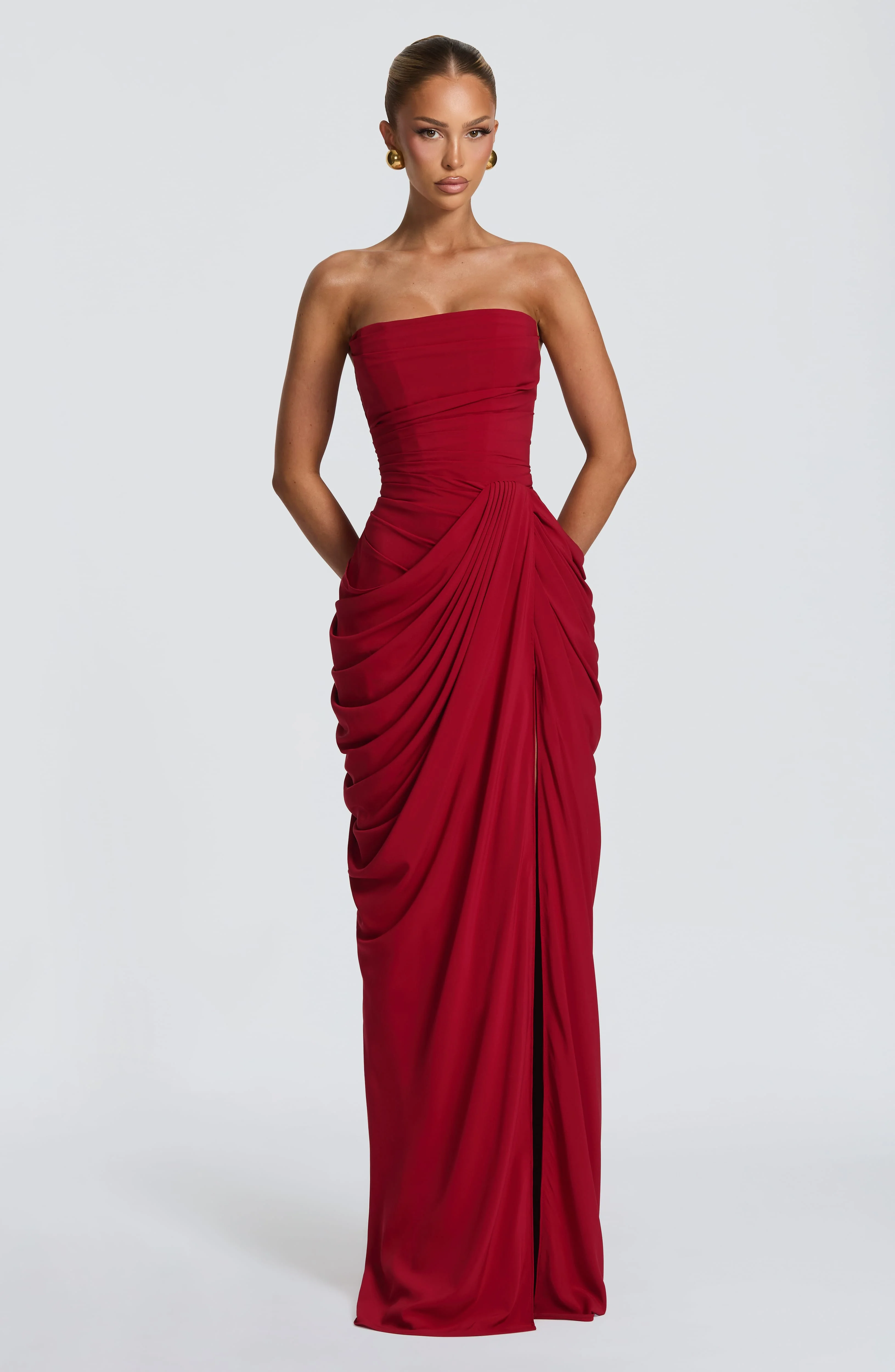 Cyra Maxi Dress - Deep Red - Image 4