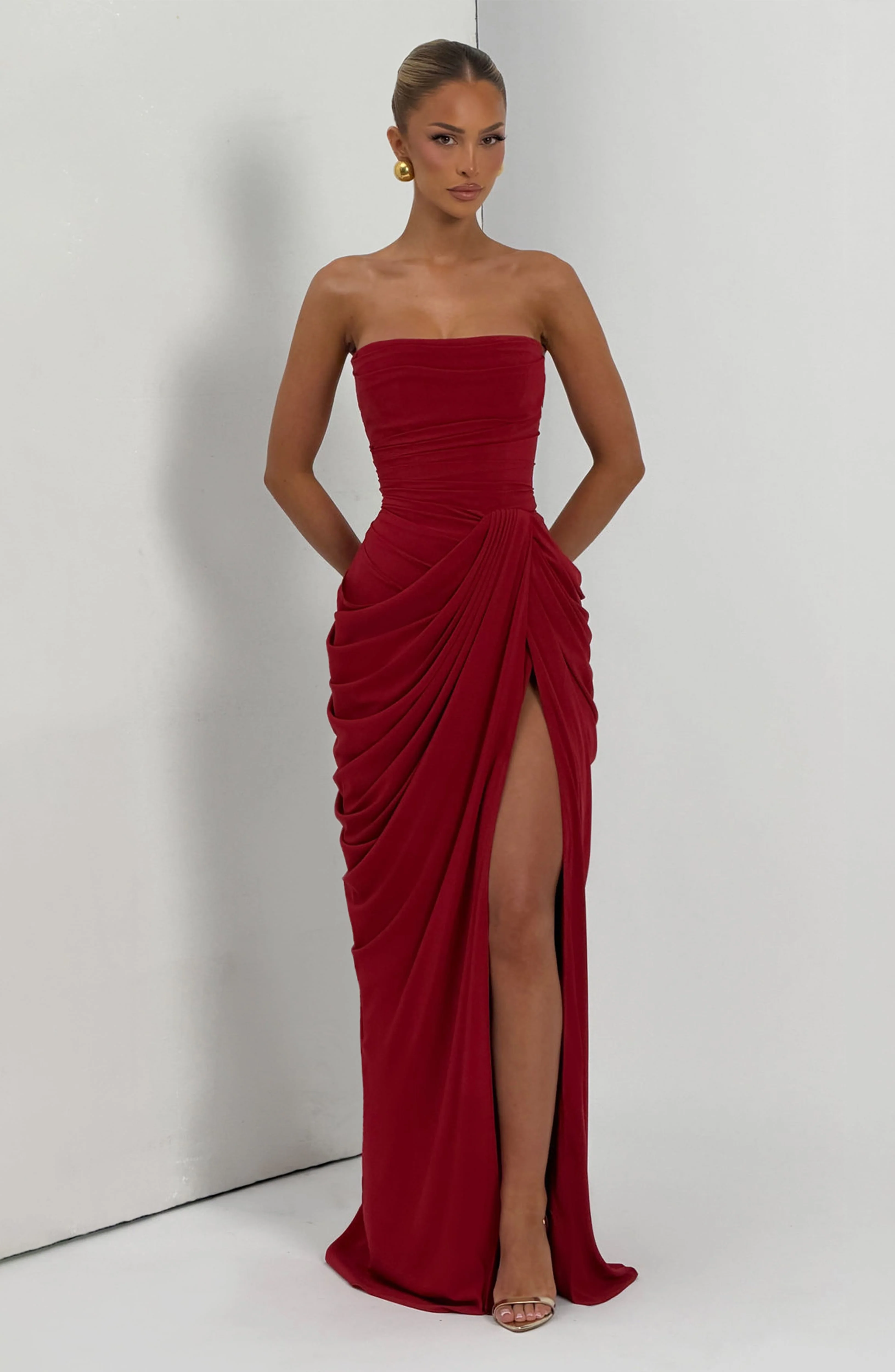 Cyra Maxi Dress - Deep Red - Image 9