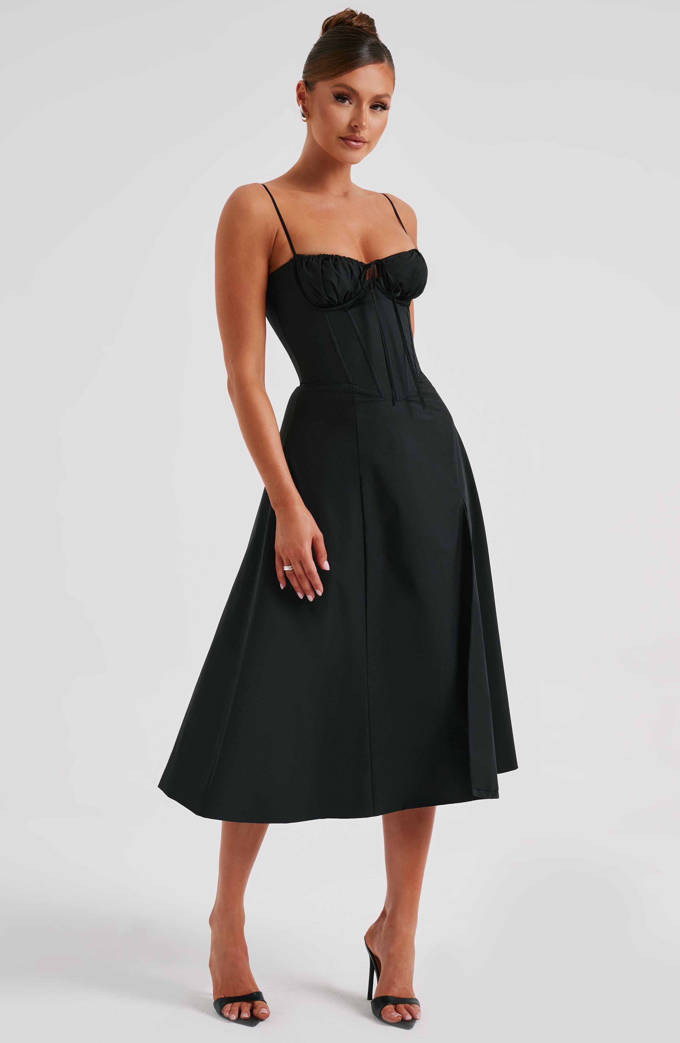 Deanna Midi Dress - Black - Image 9