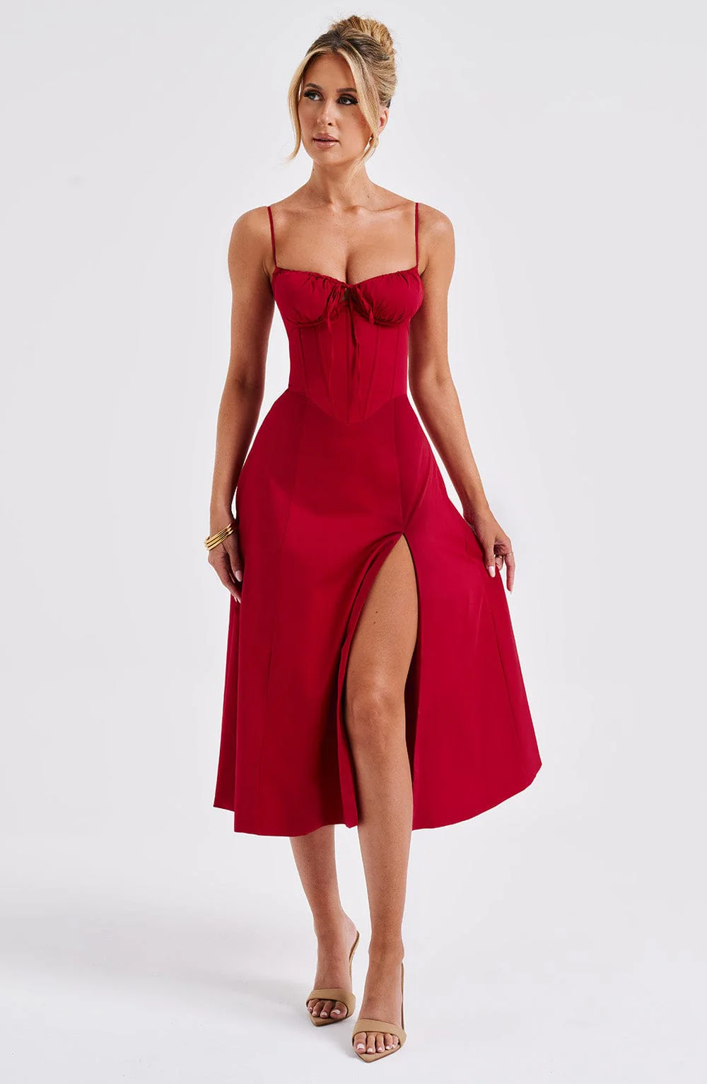 Deanna Midi Dress - Red - Image 16