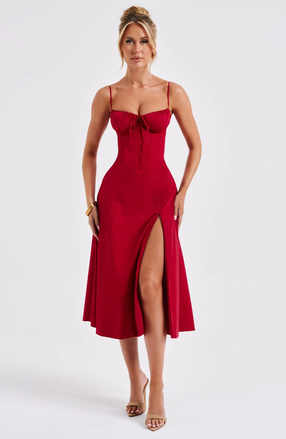 Deanna Midi Dress - Red - Image 17