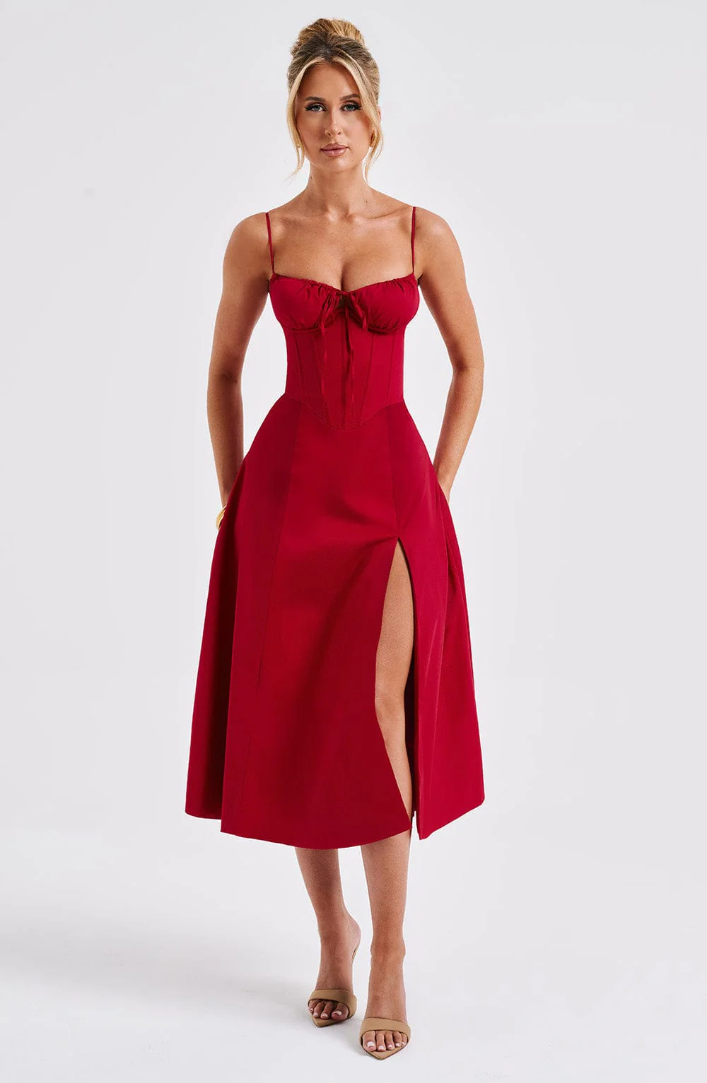 Deanna Midi Dress - Red - Image 18