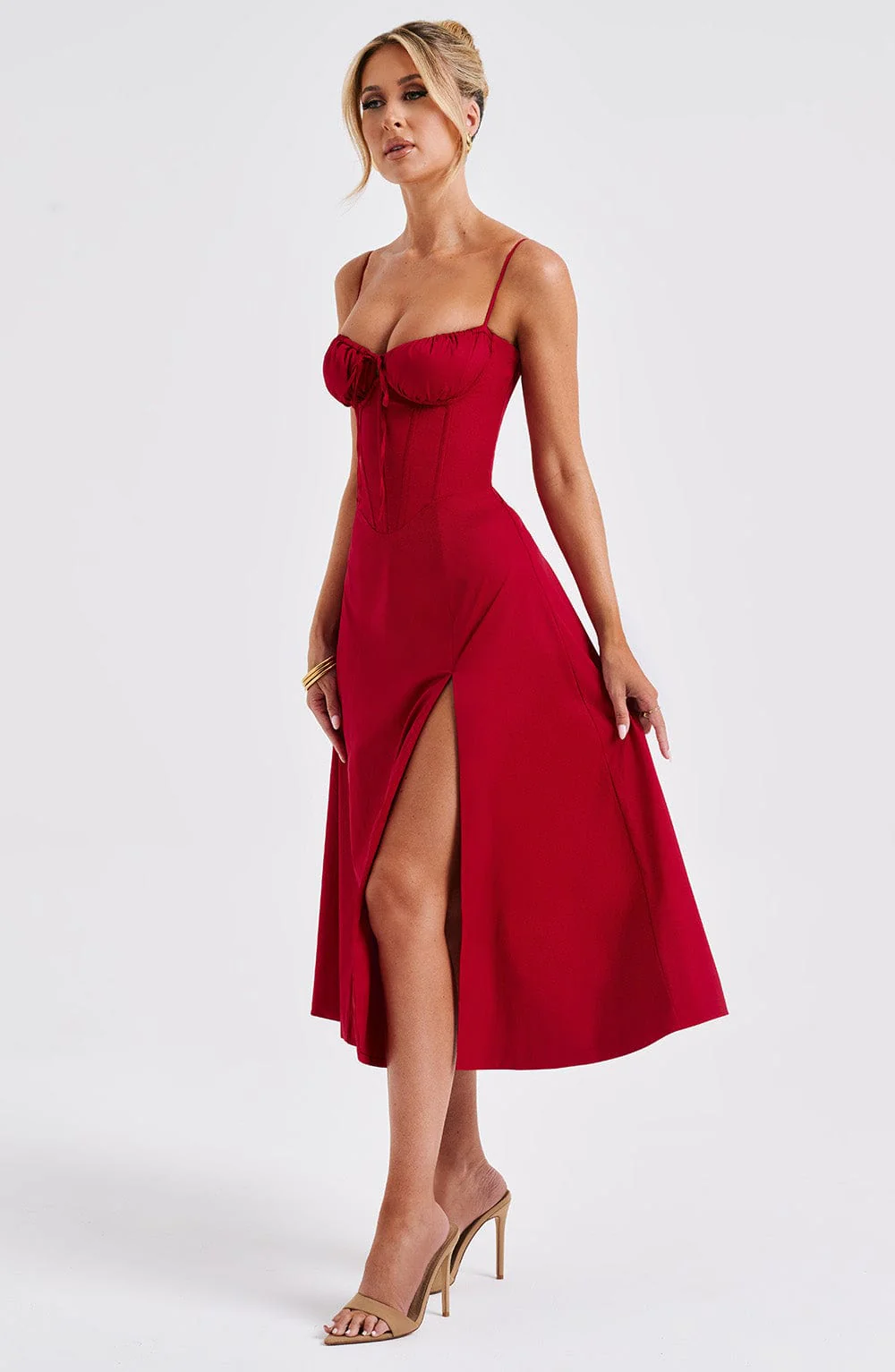 Deanna Midi Dress - Red - Image 5