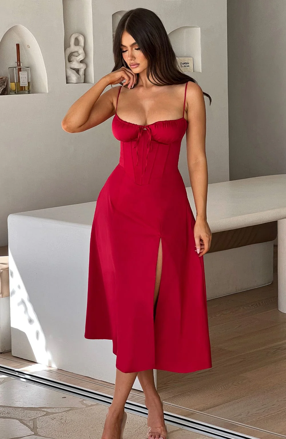 Deanna Midi Dress - Red - Image 8