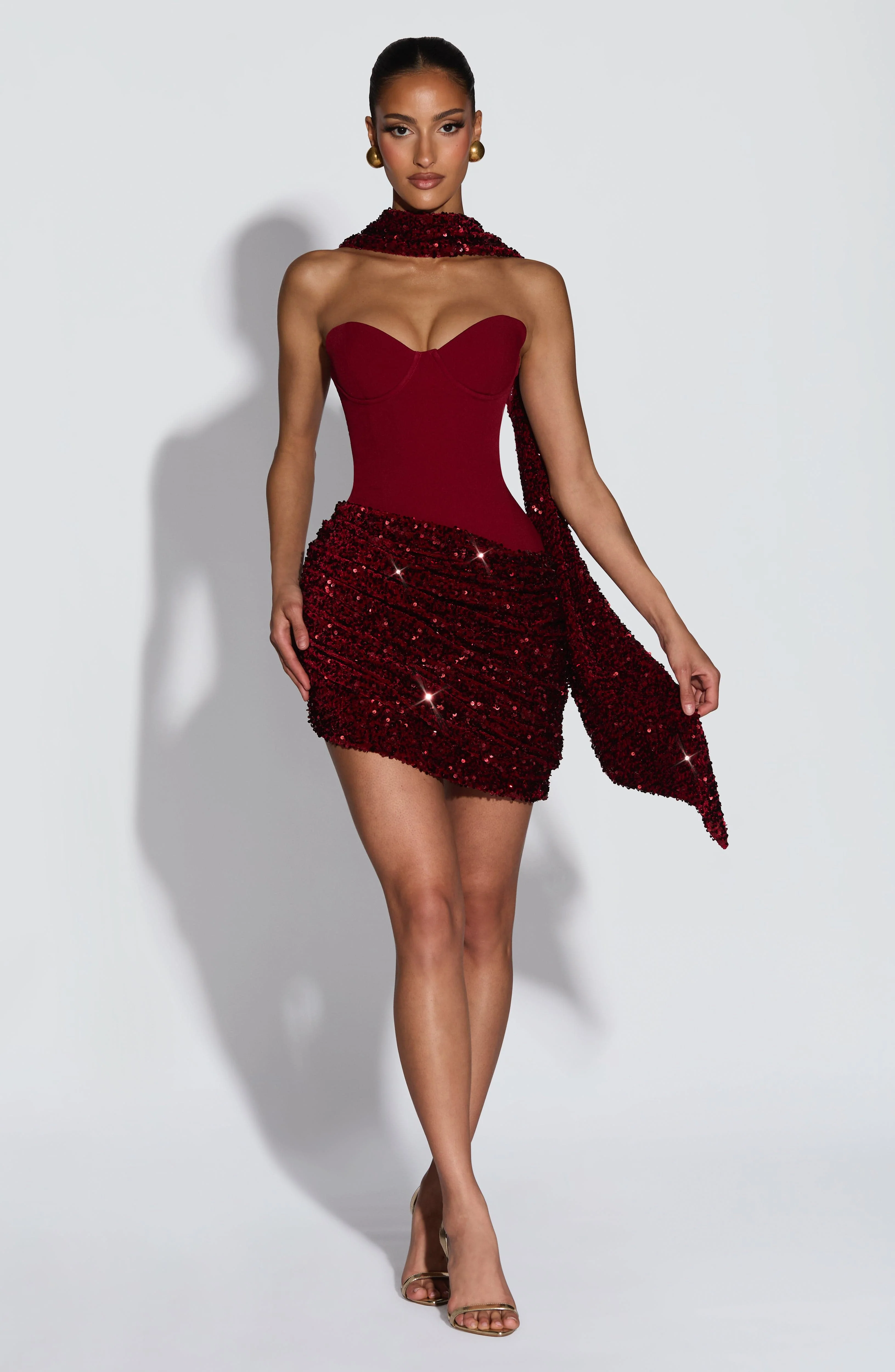 Denise Mini Dress - Wine - Image 3