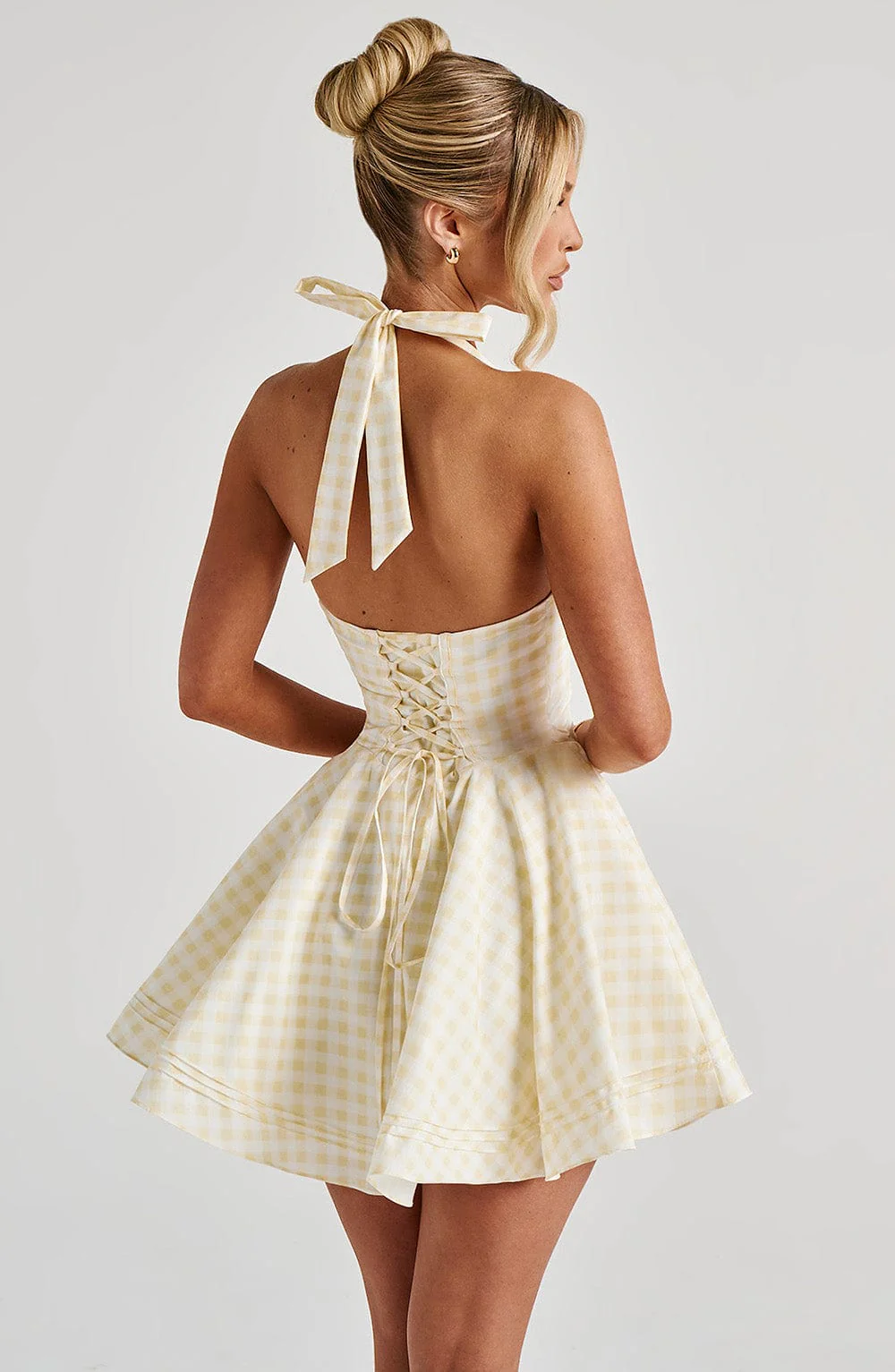 Doris Mini Dress - Lemon Gingham - Image 2