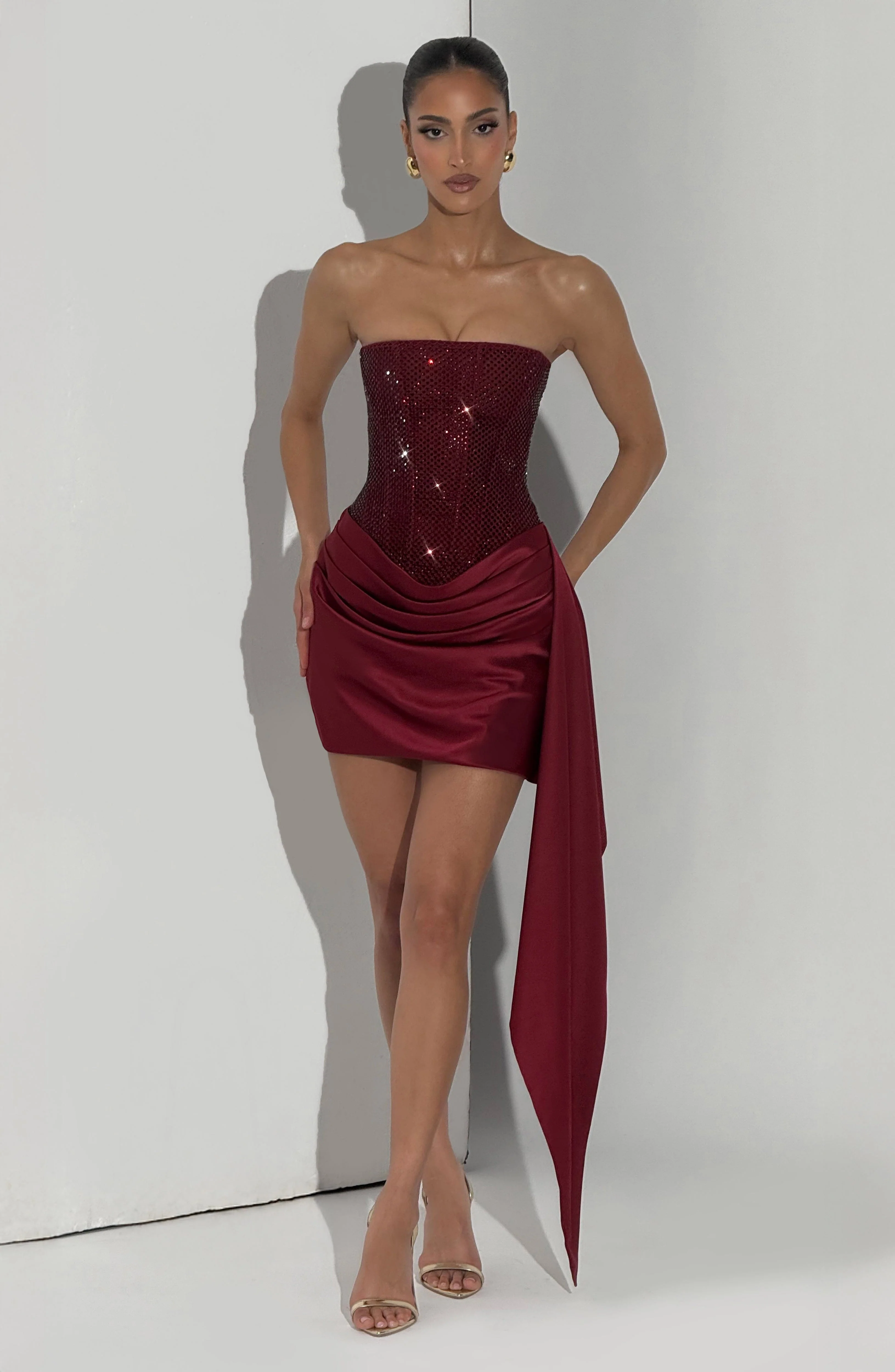 Ebony Mini Dress - Burgundy - Image 10