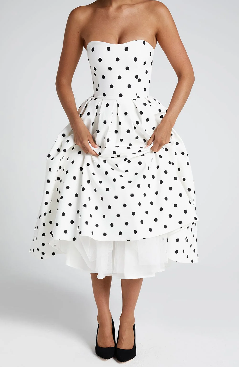 Edith Midi Dress - Black Polka Dot Print - Image 3