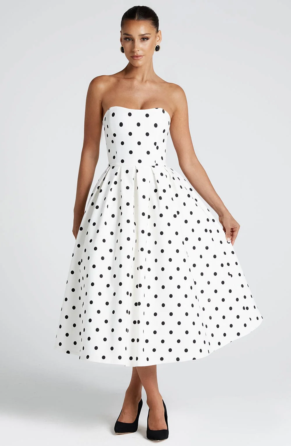 Edith Midi Dress - Black Polka Dot Print - Image 7
