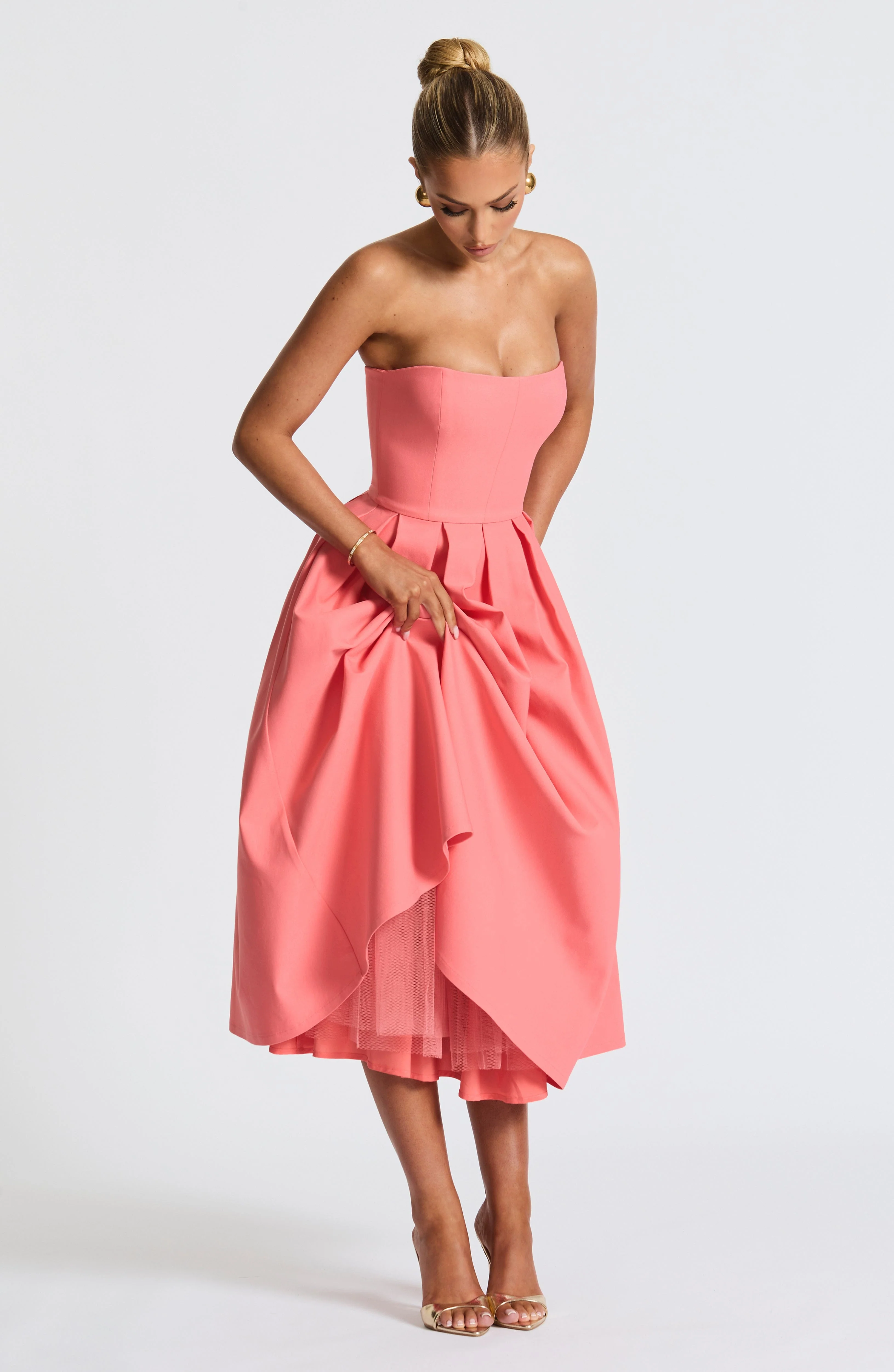 Edith Midi Dress - Coral Pink - Image 4