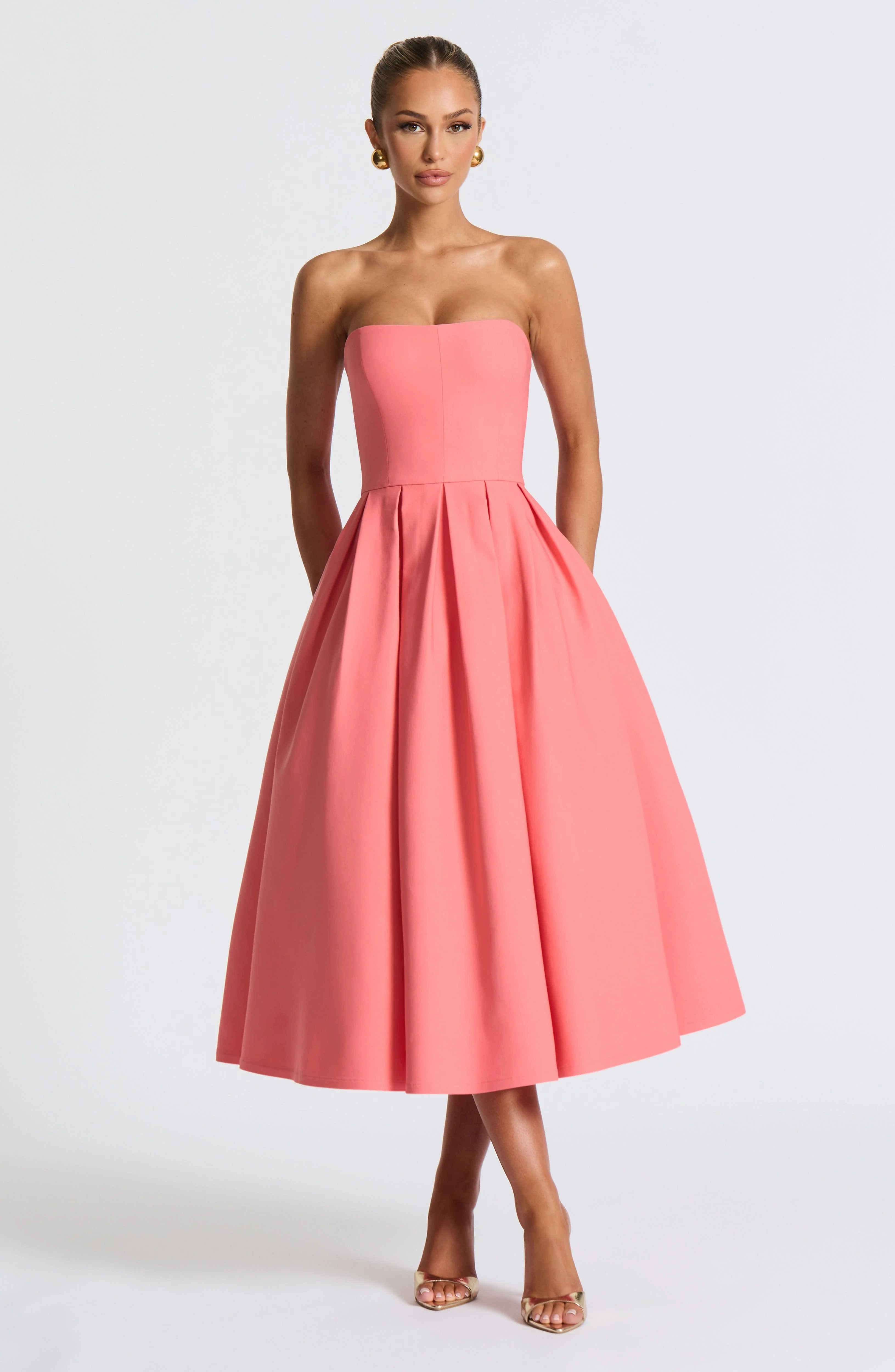 Edith Midi Dress - Coral Pink - Image 7