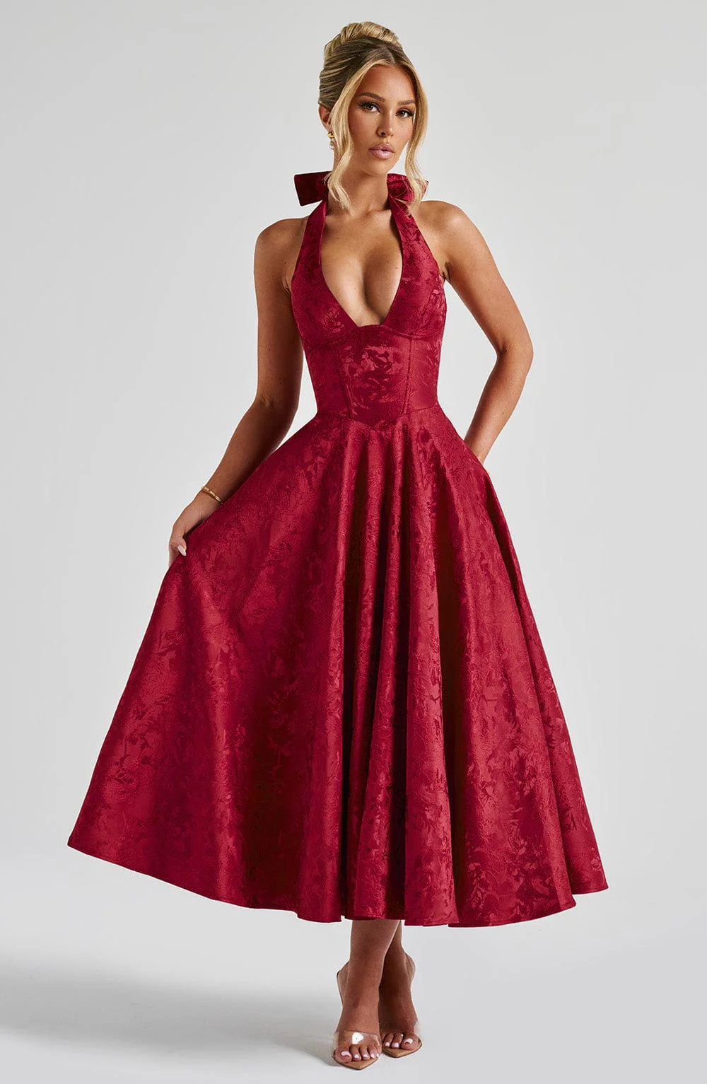 Effie Midi Dress - Red - Image 3