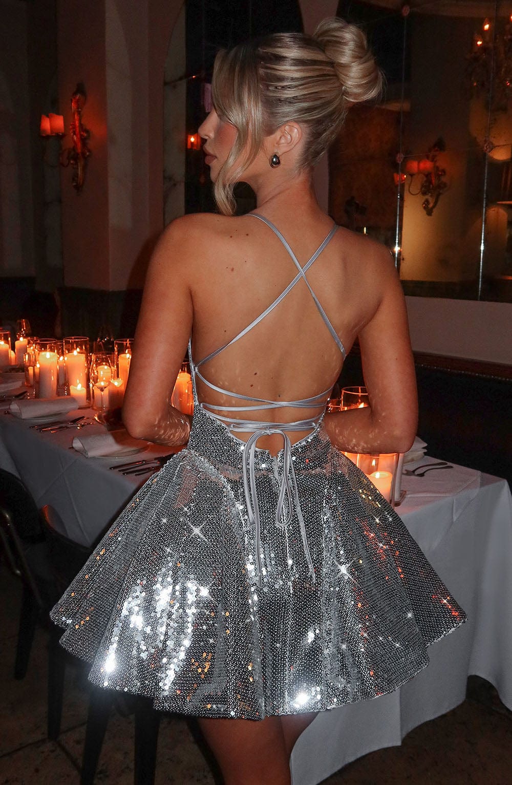 Electra Mini Dress - Silver - Image 3