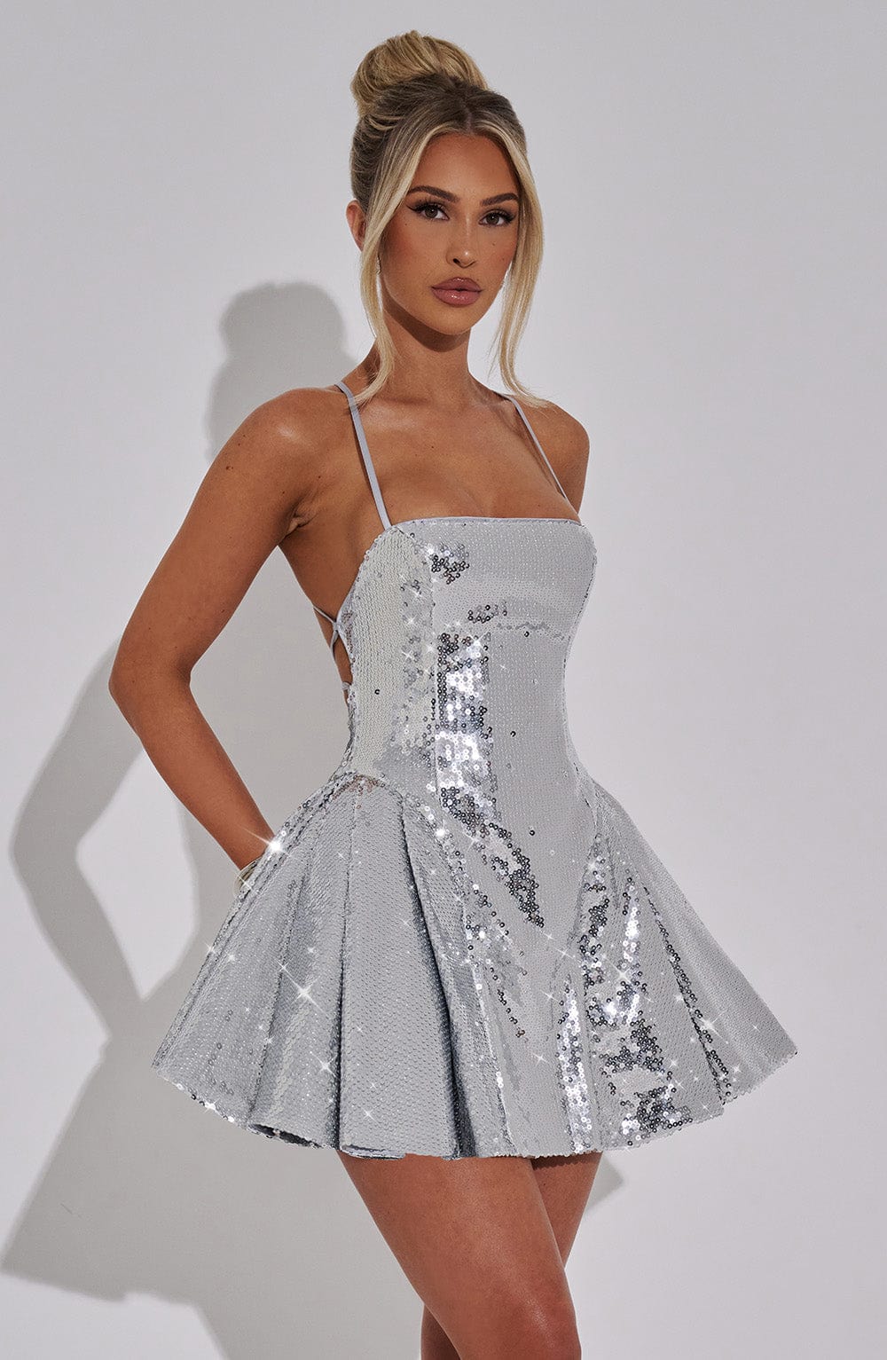 Electra Mini Dress - Silver - Image 6