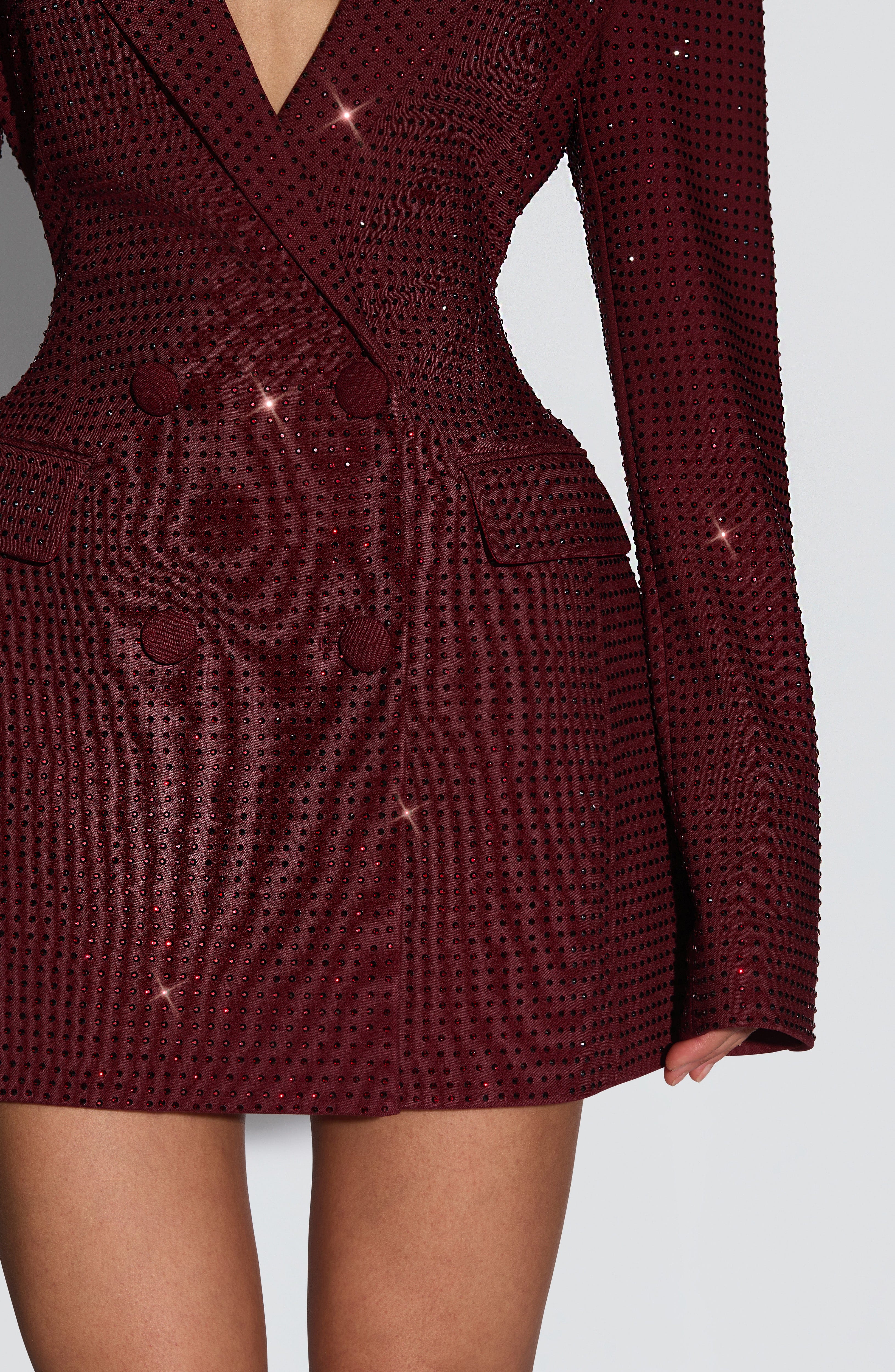 Elvira Mini Dress - Burgundy Sparkle - Image 6