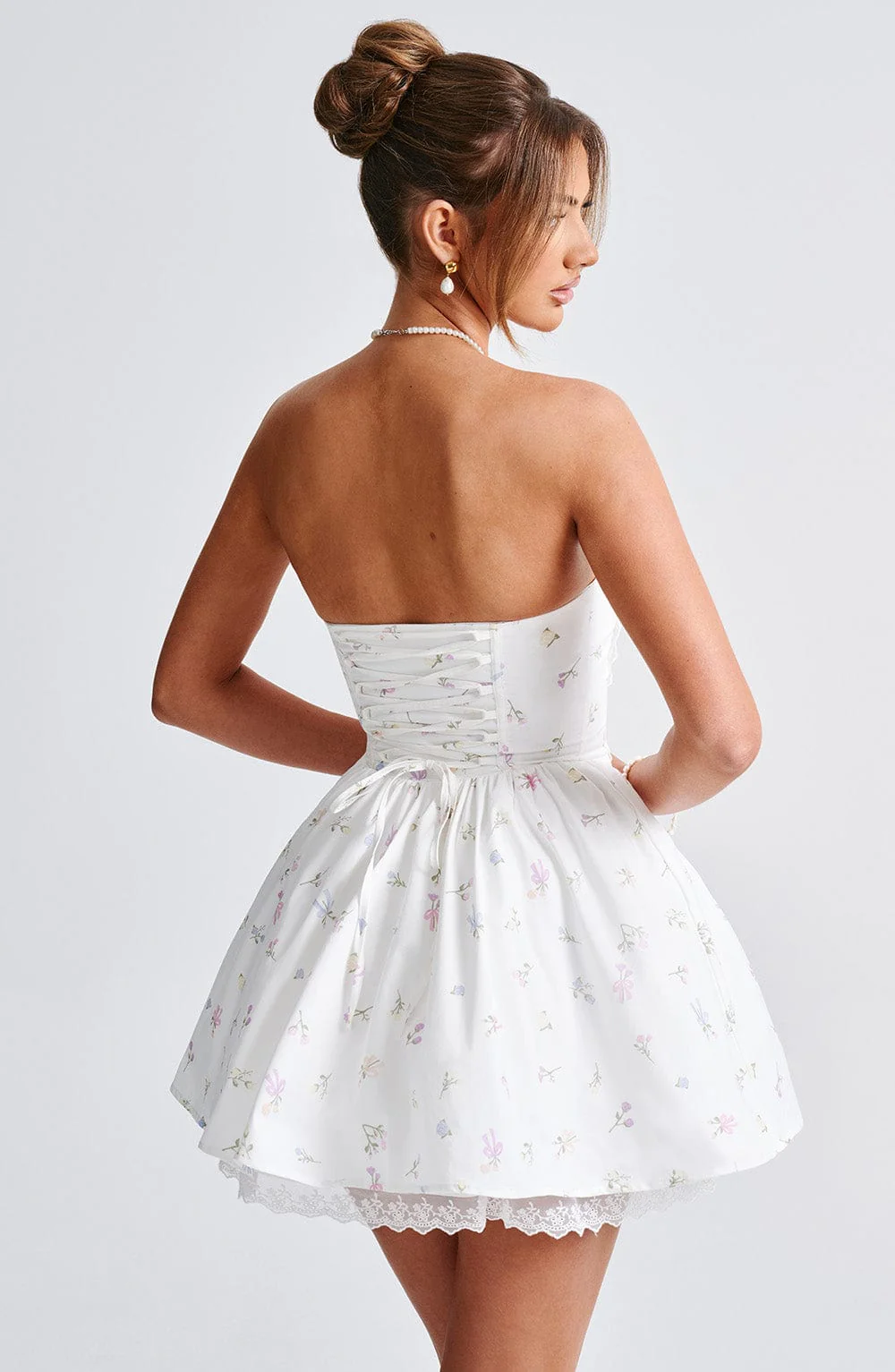 Evie Mini Dress - White Multi Floral Print - Image 12