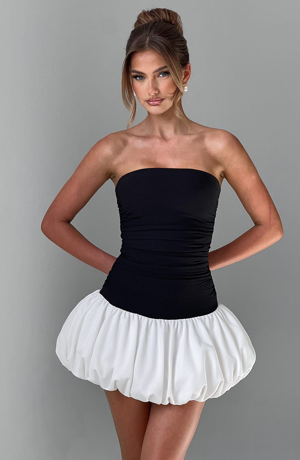 Gemma Mini Dress - Black/White - Image 11