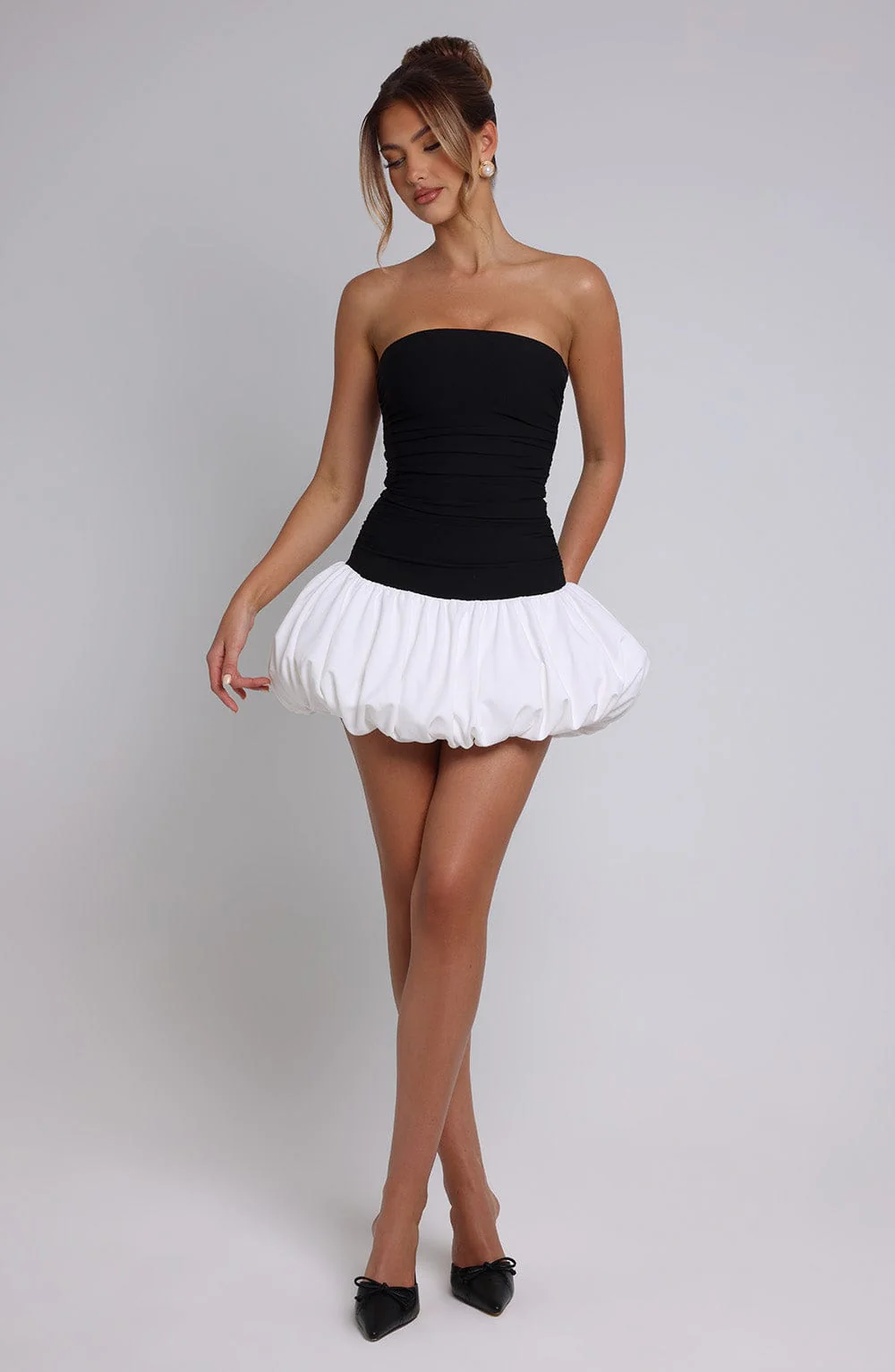 Gemma Mini Dress - Black/White - Image 7