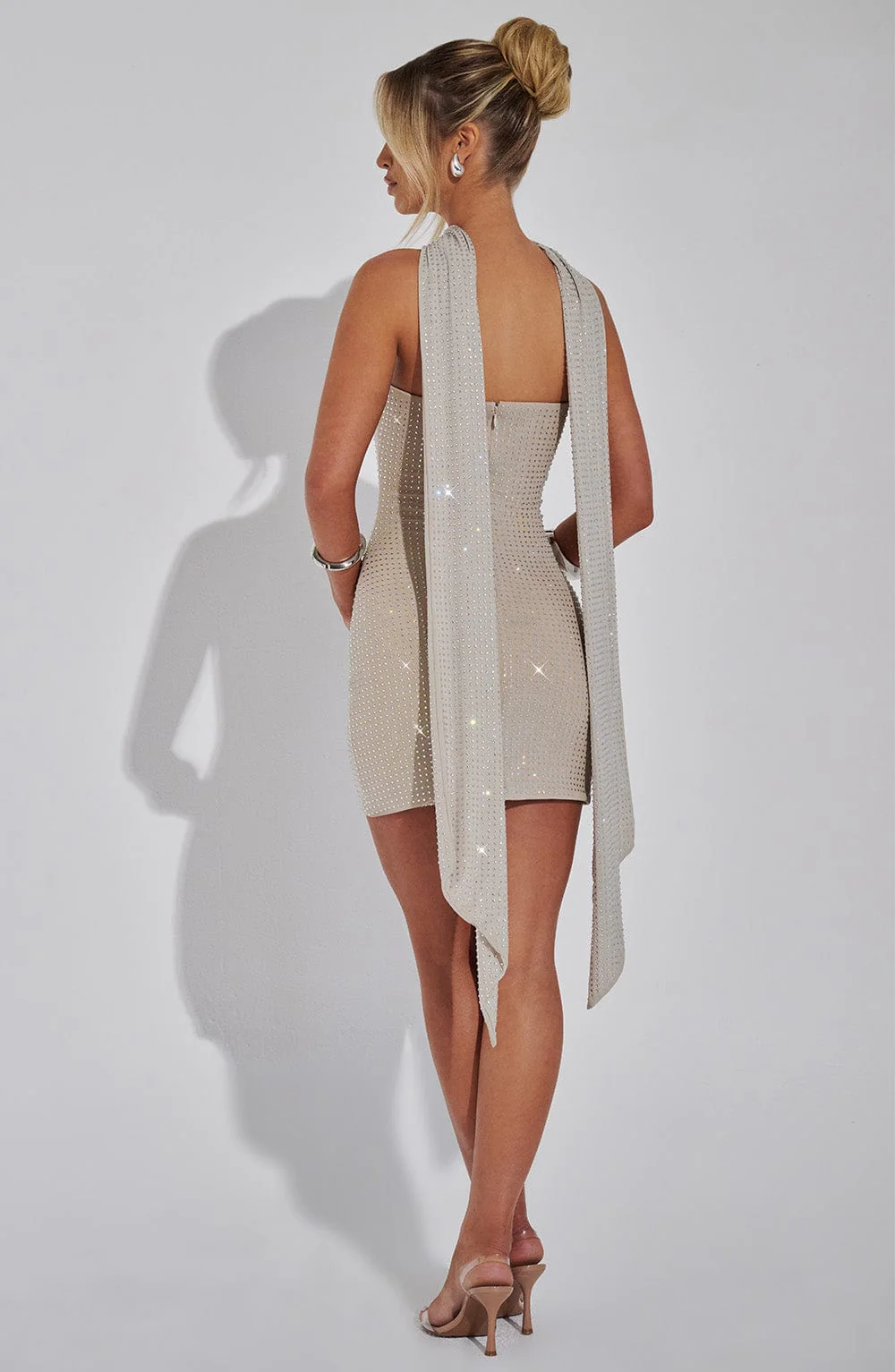 Ginni Mini Dress - Silver/Nude - Image 6